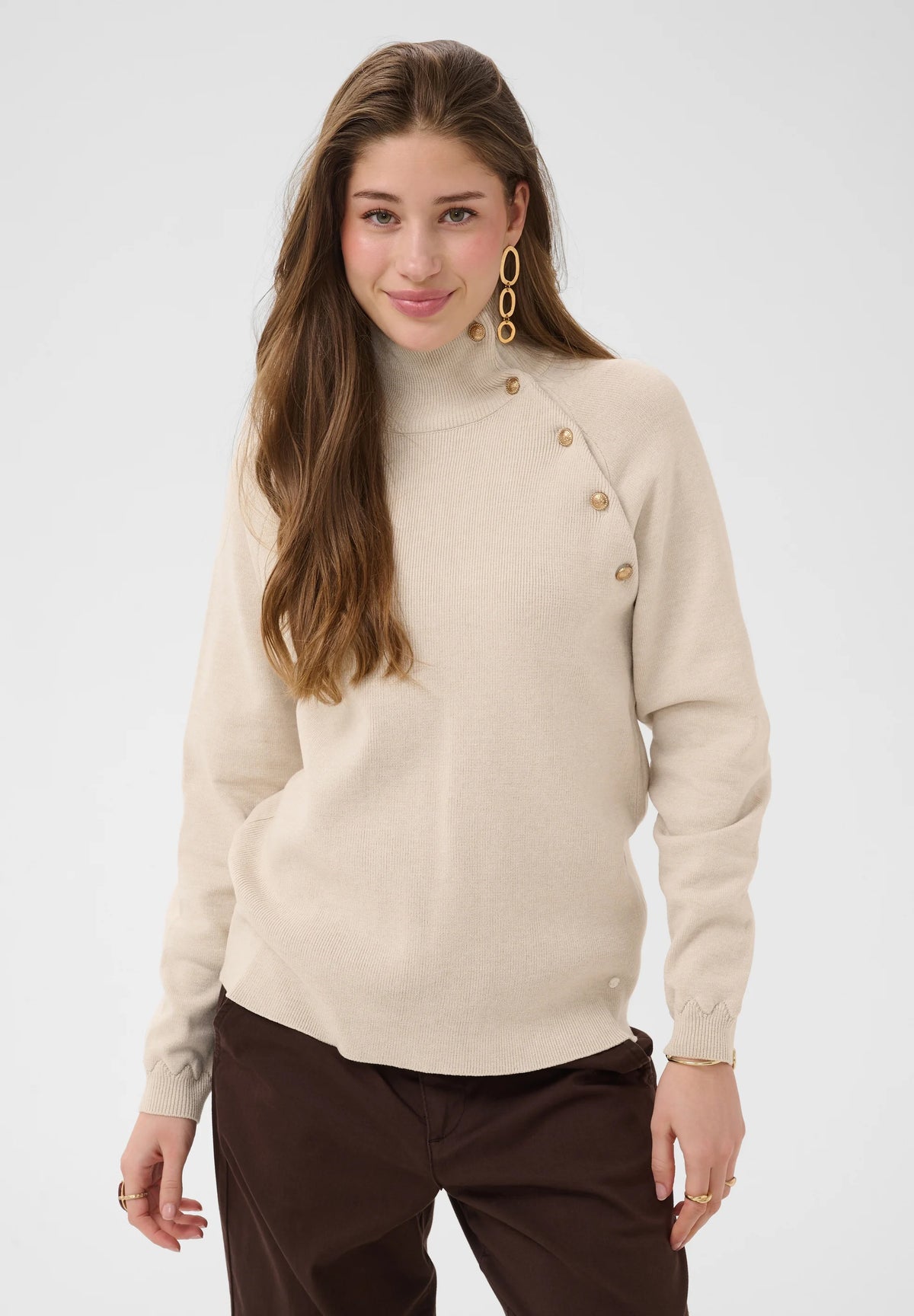 Cream Dela Button Pullover