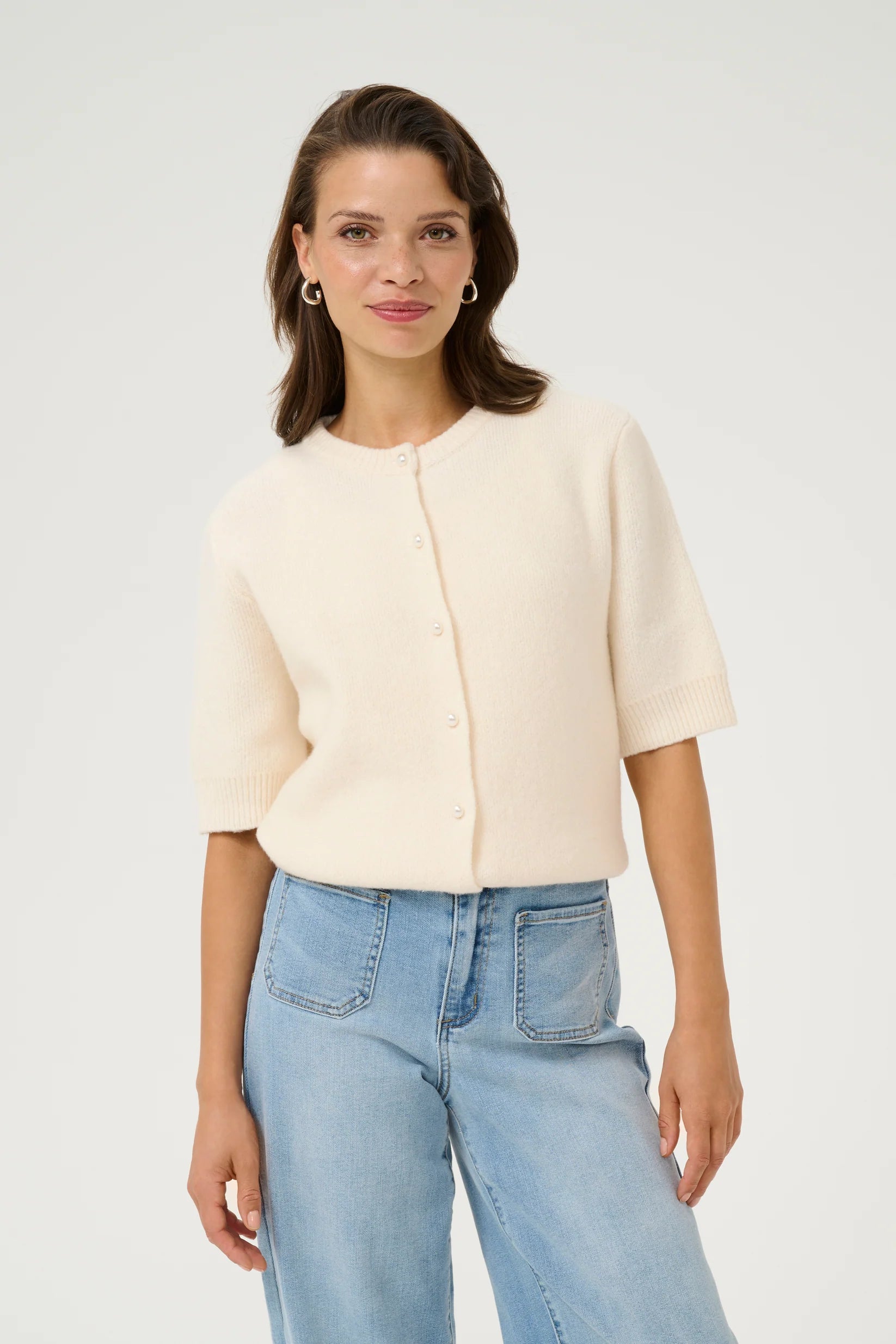 Kaffe KAseverina Knit Cardigan , Chalk