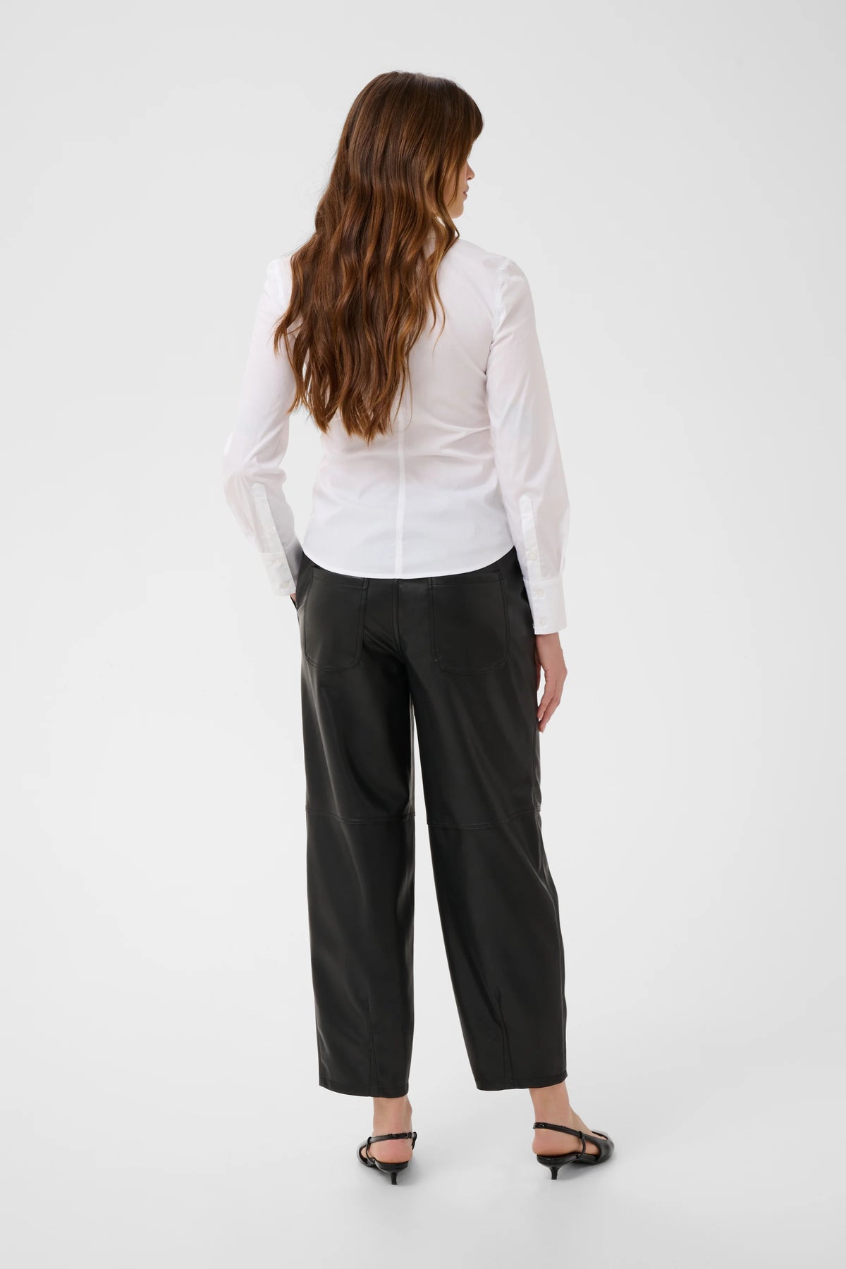 Kaffee Pleather Barrel Pants