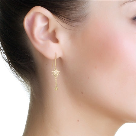 Newbridge Silverware Drop Earrings with Sun & Stars