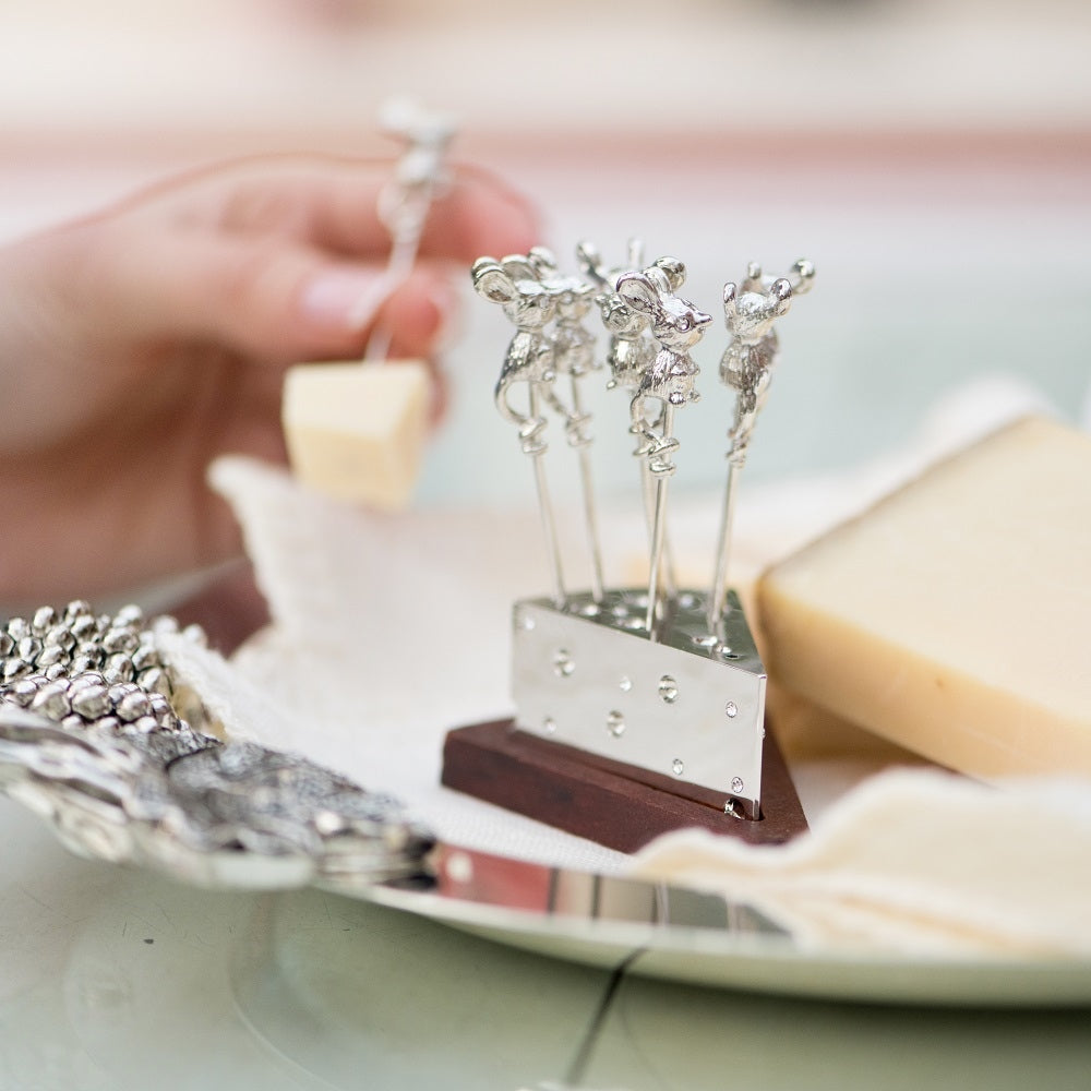 Newbridge Silverware | Mice Cheese Picks on Stand