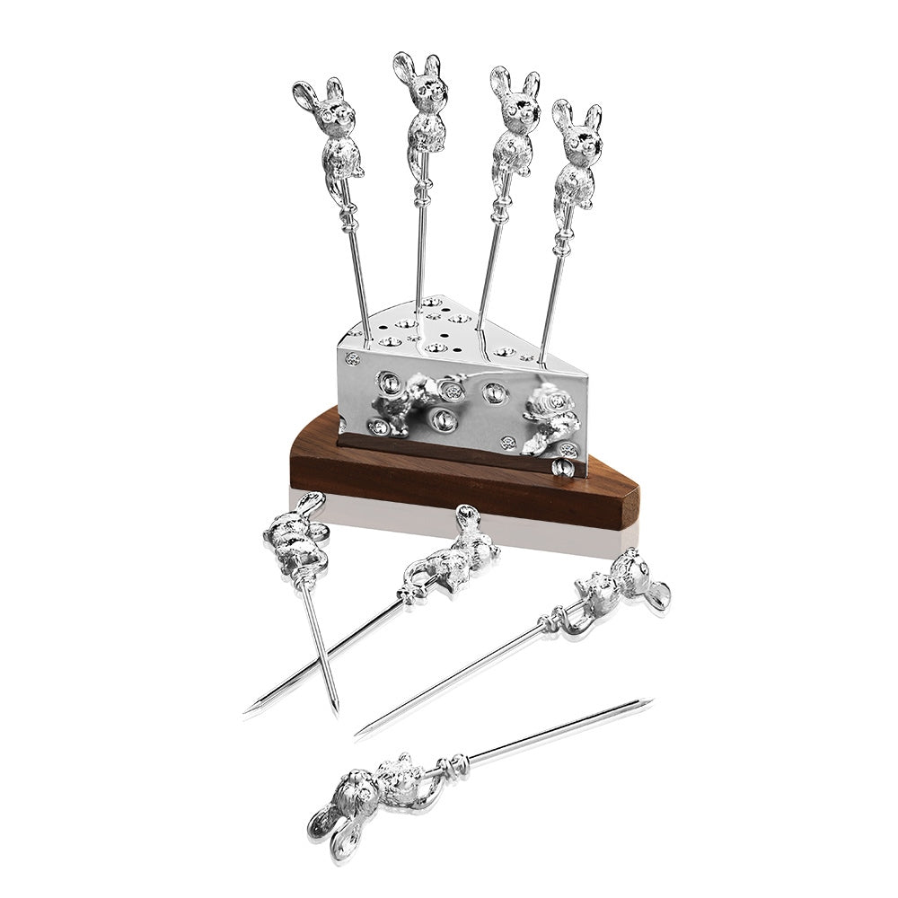 Newbridge Silverware | Mice Cheese Picks on Stand