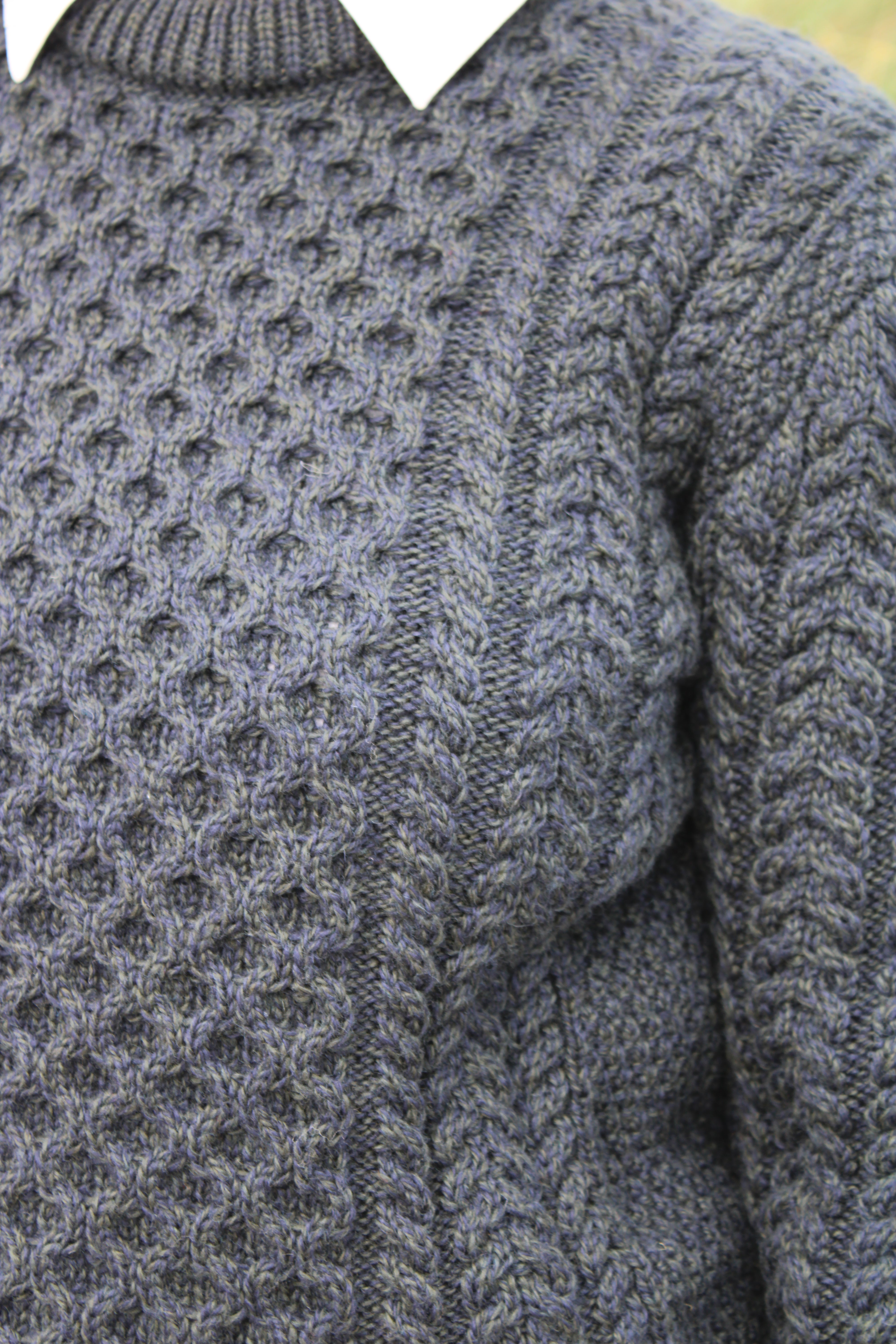 Traditional Aran Crew Neck Sweater - Blackwatch