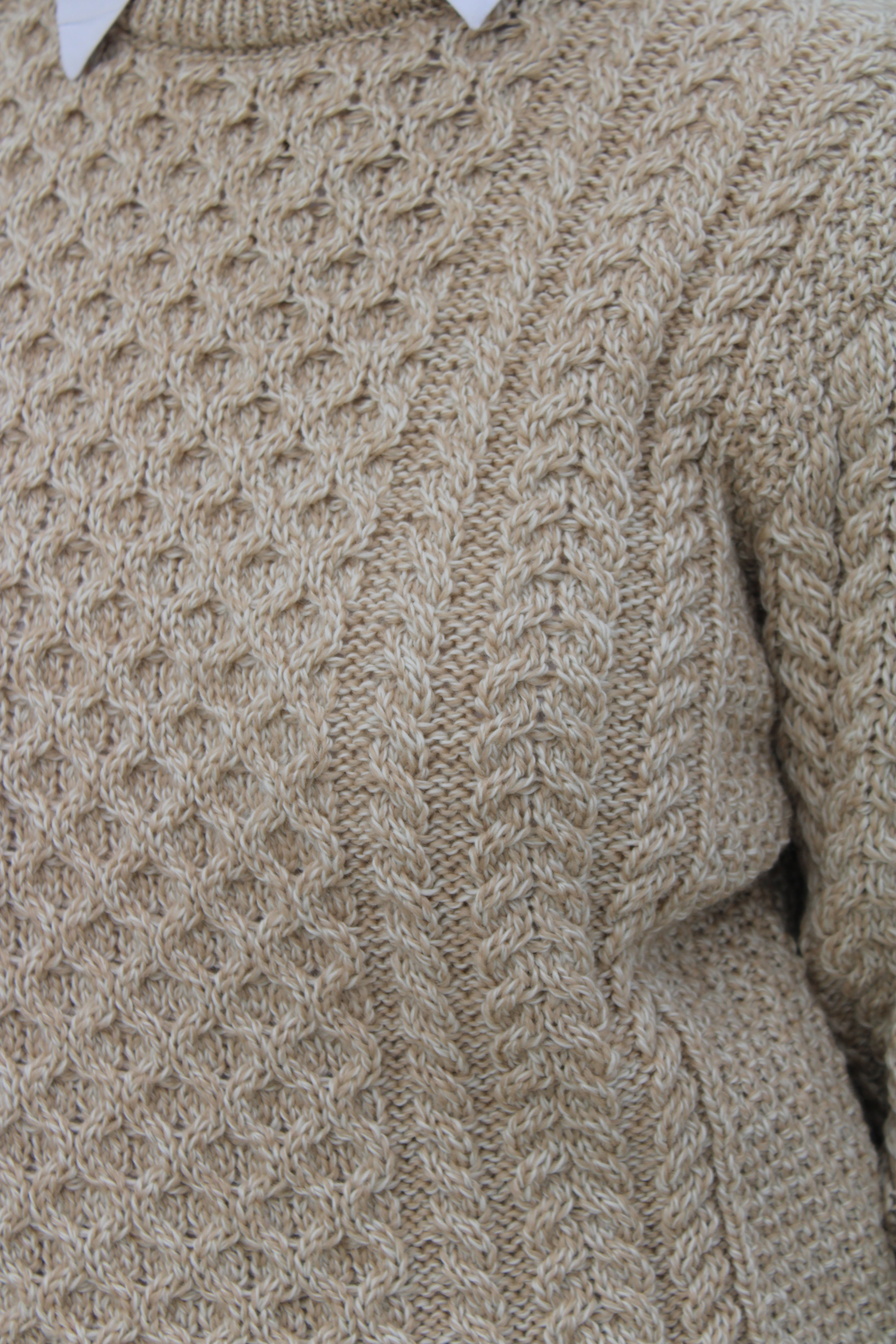 Traditional Aran Crew Neck Sweater - Parsnip