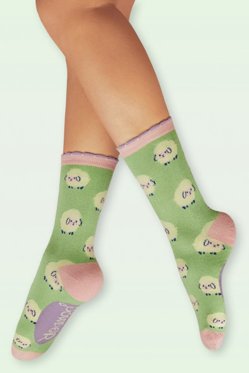 Powder Sheep Design Knitted Socks
