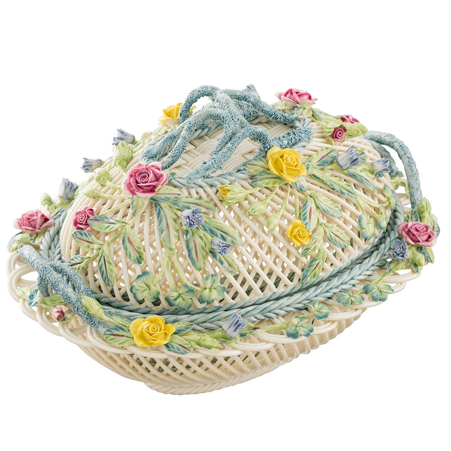 Belleek Classic Oval Covered Basket
