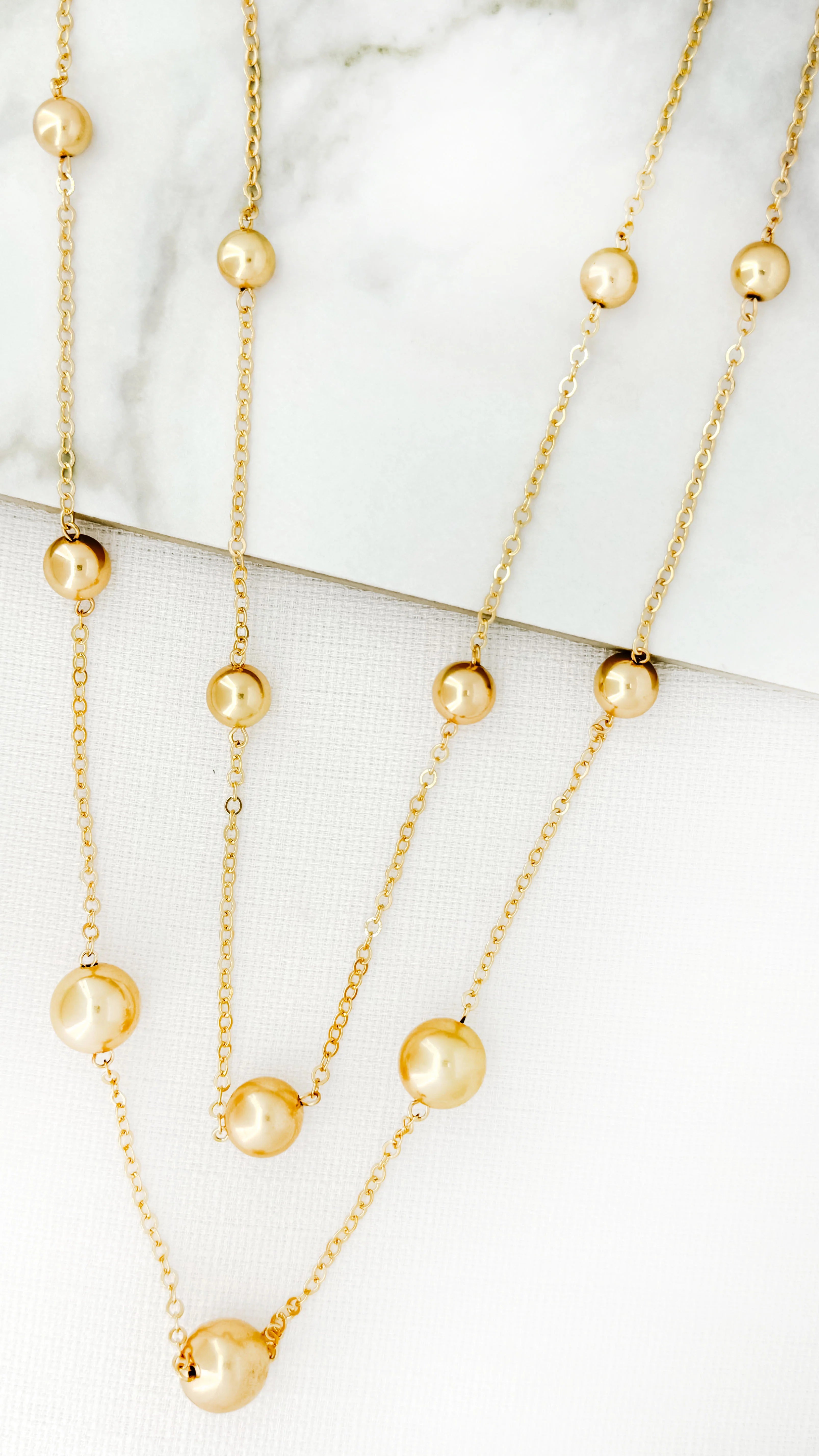 Envy Double Layer Ball Necklace , Gold