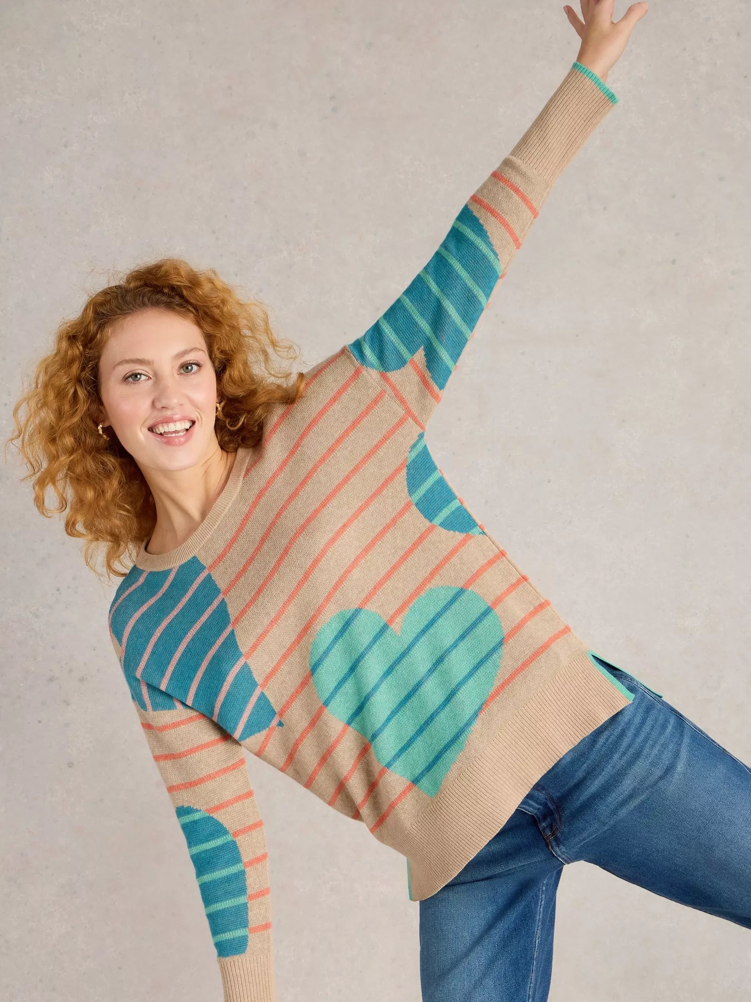 White Stuff Olive Heart Jumper