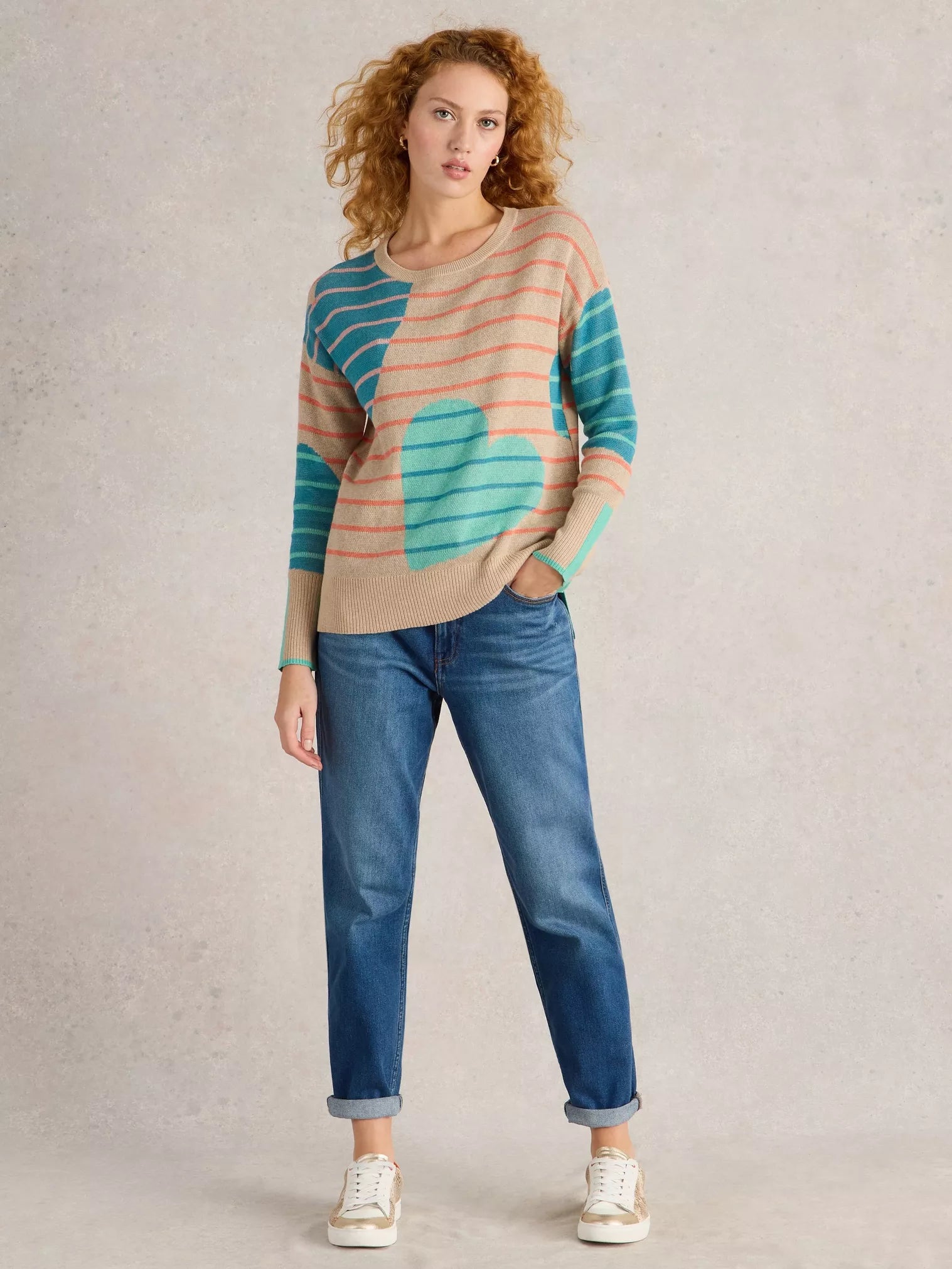 White Stuff Olive Heart Jumper