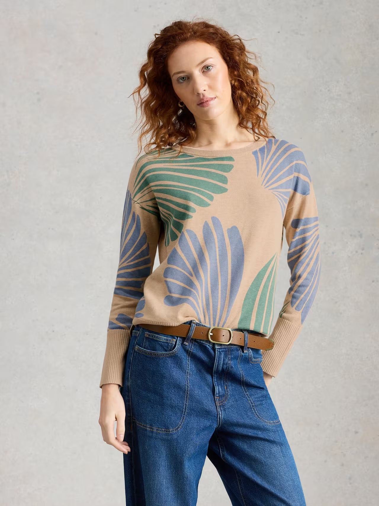 White Stuff Olive Printed Jumper