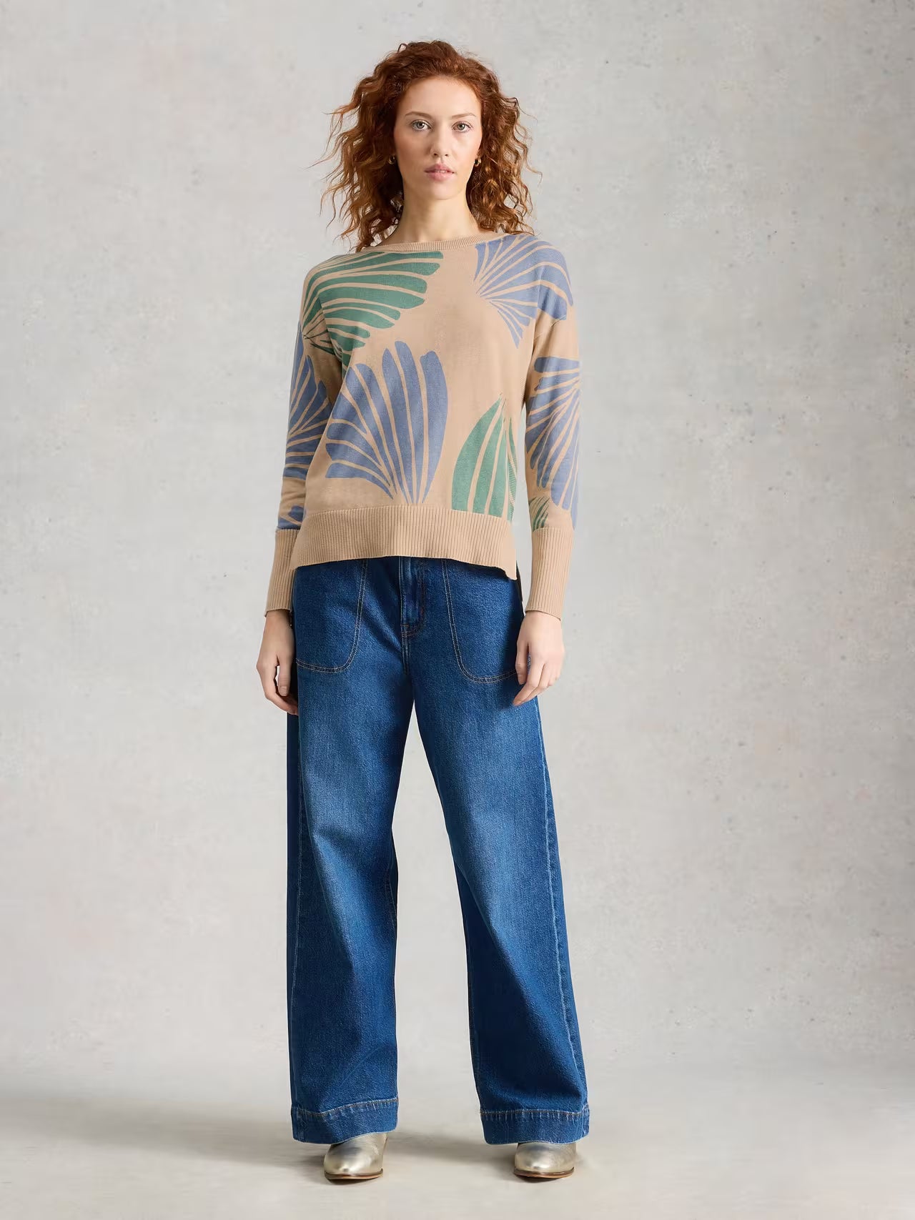 White Stuff Olive Printed Jumper