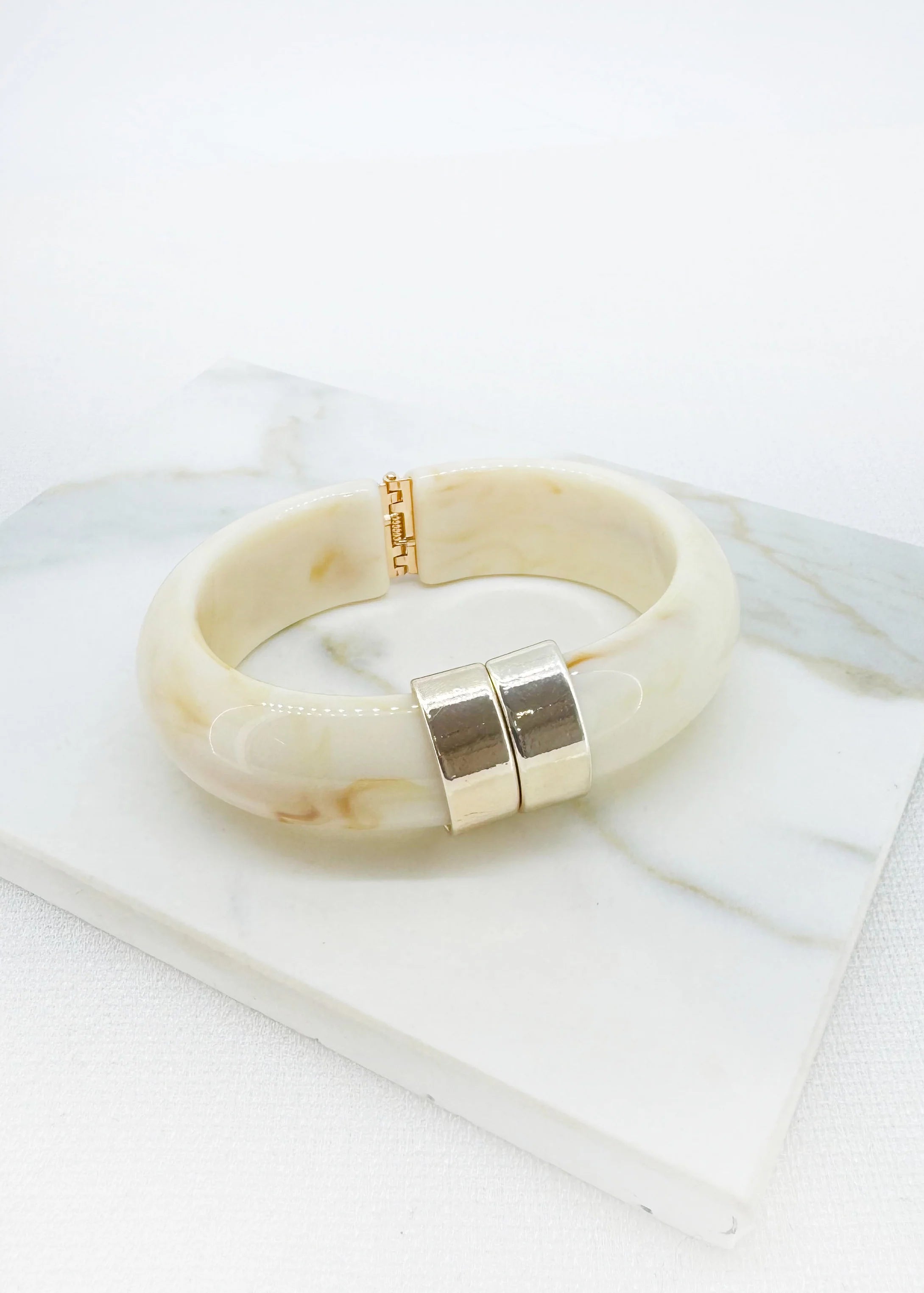 Envy Cream Resin Hinged Bangle