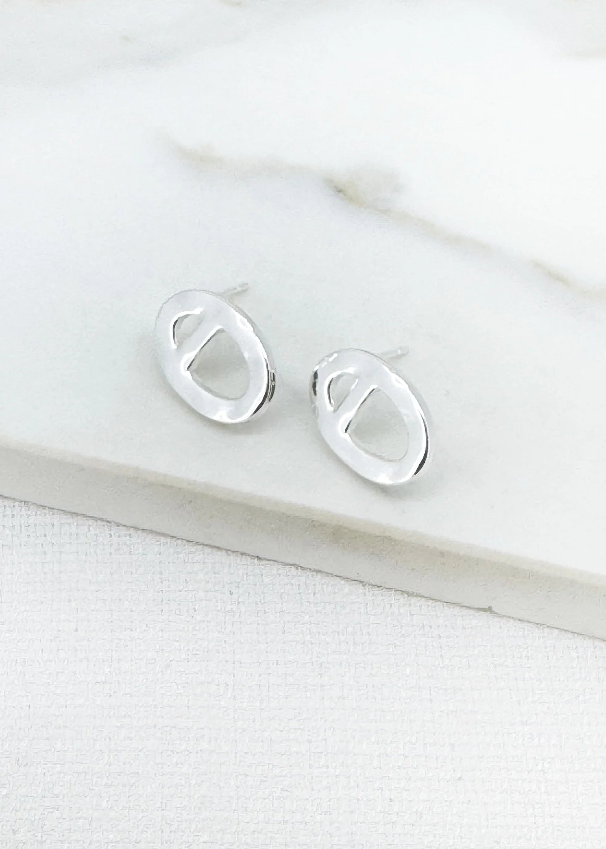 Envy Silver Oval Earrings