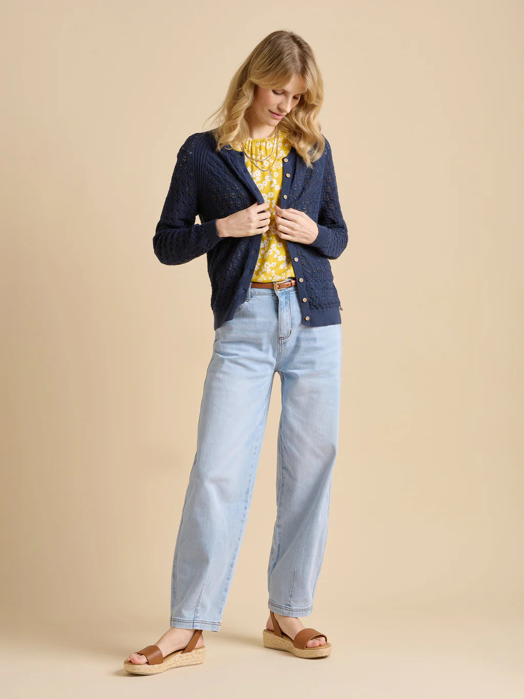 Brakeburn Navy Pointelle Cardigan