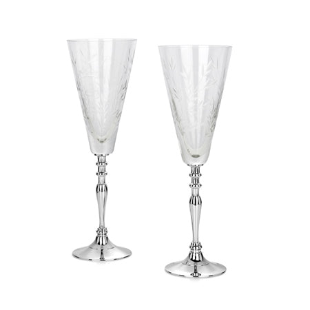 Newbridge Silverware Ornate Cut Glass Champagne Flutes
