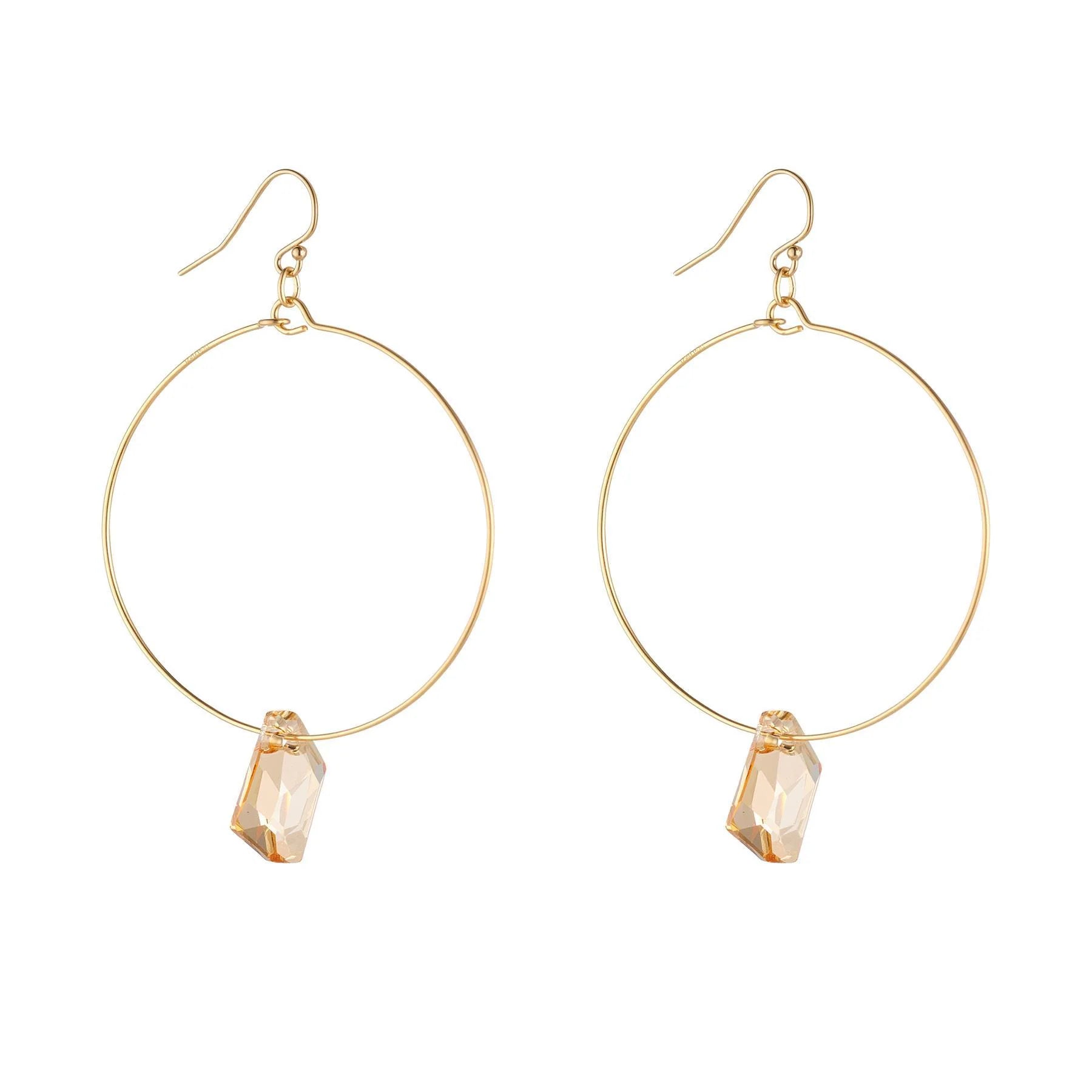 MoMuse Golden Crystal Hoops