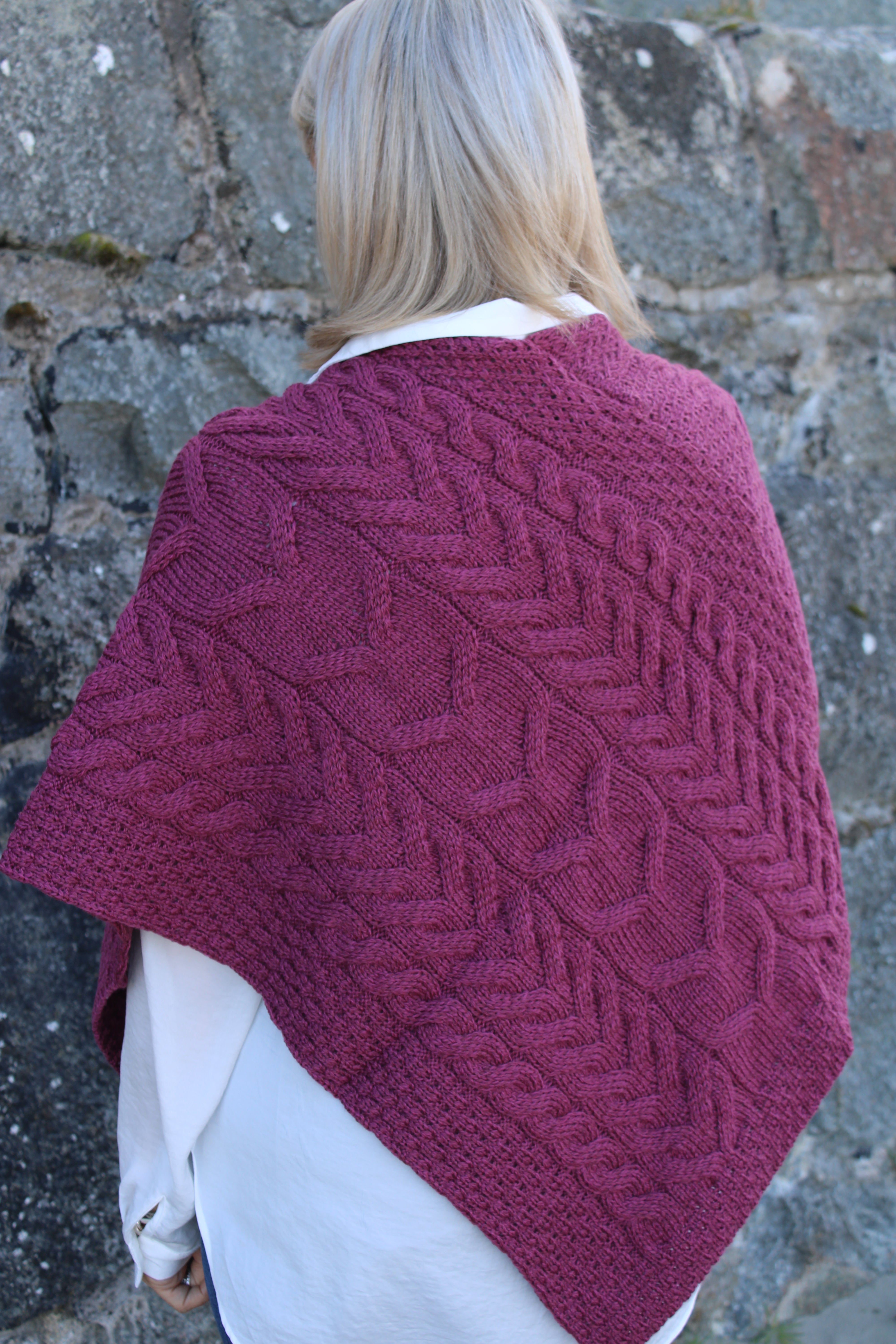 Merino Wool Triangular Poncho , Jam