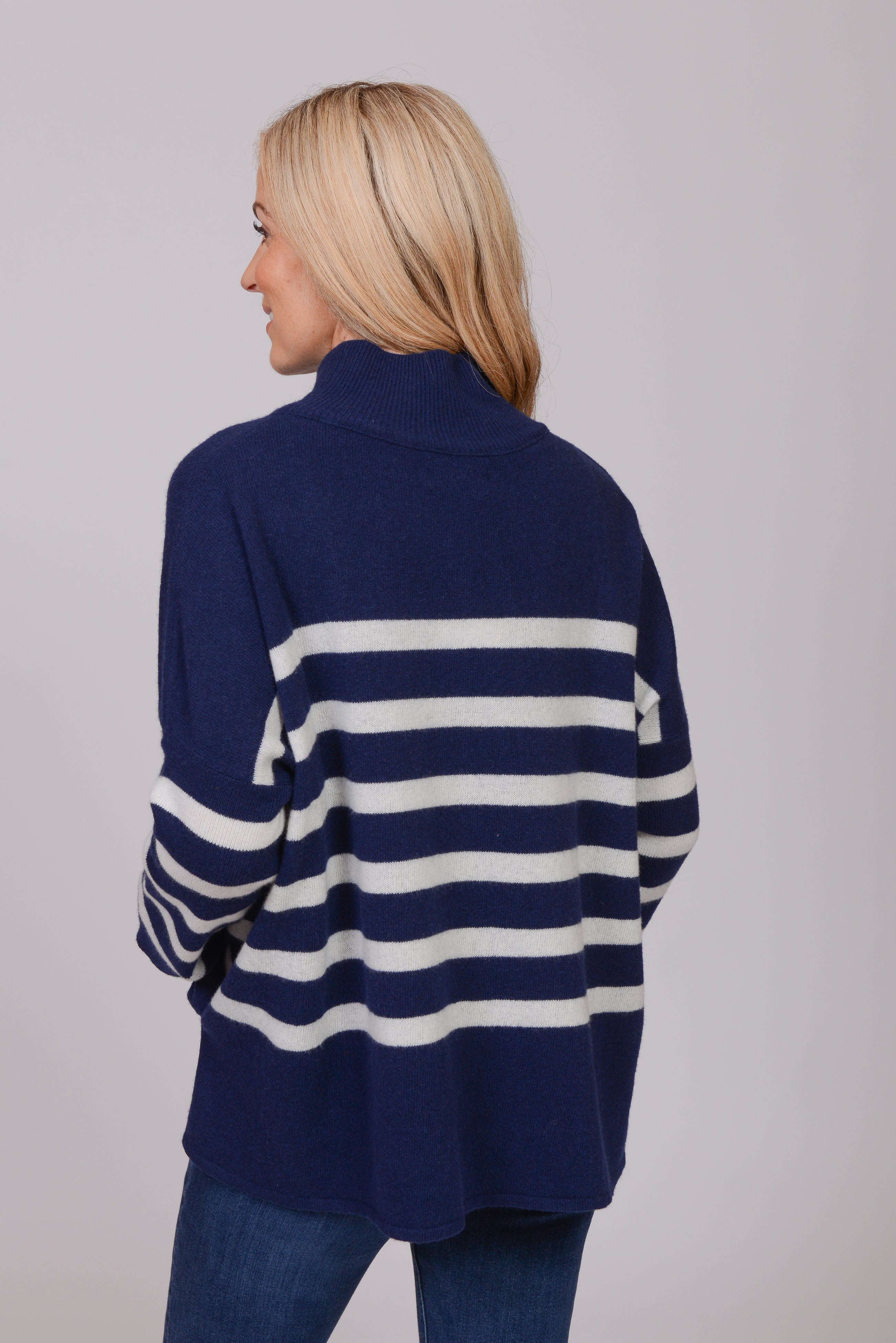 The Wool Co Cashmere Blend Knit, Blue / White