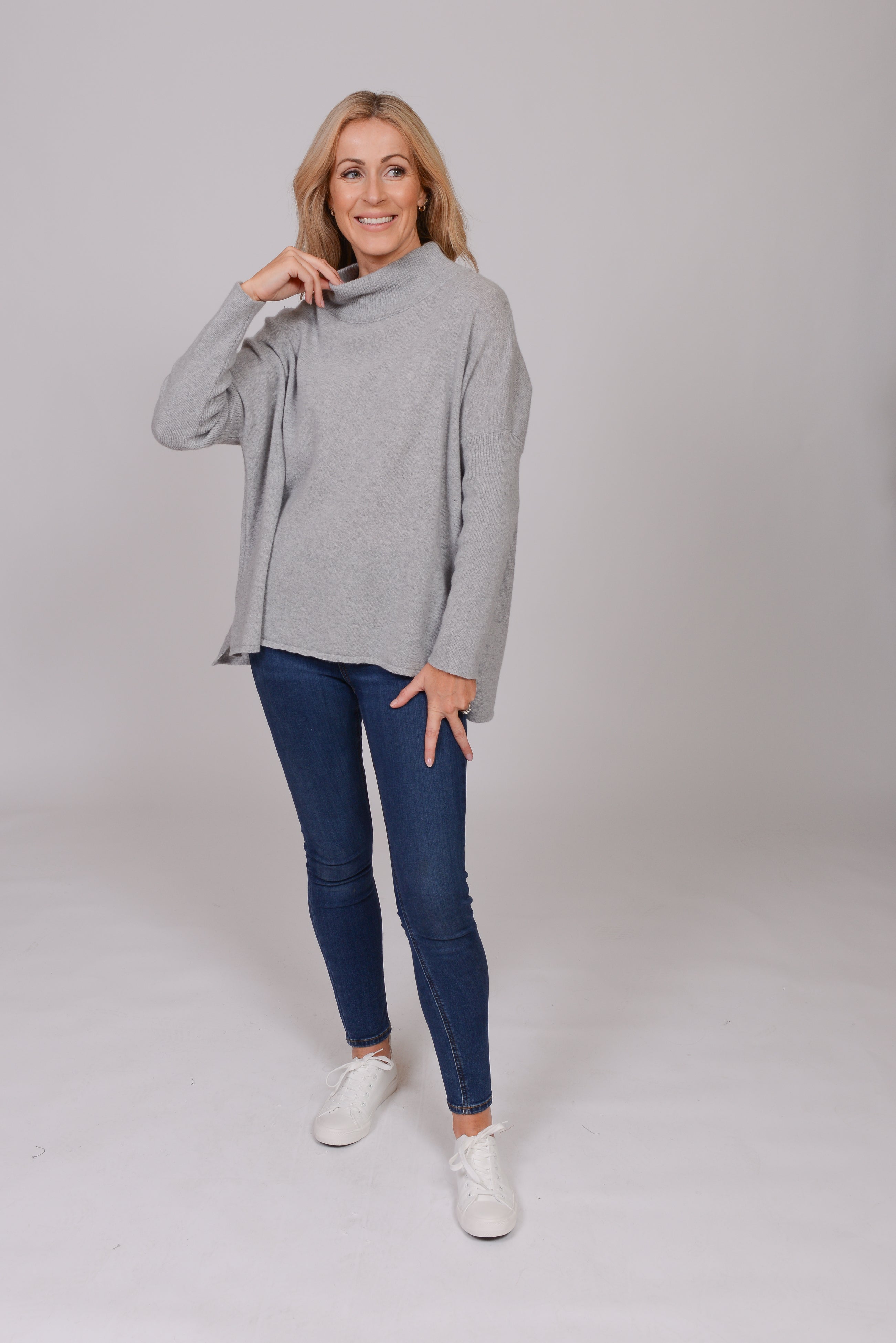 The Wool Co Cashmere Blend Knit , Light Grey