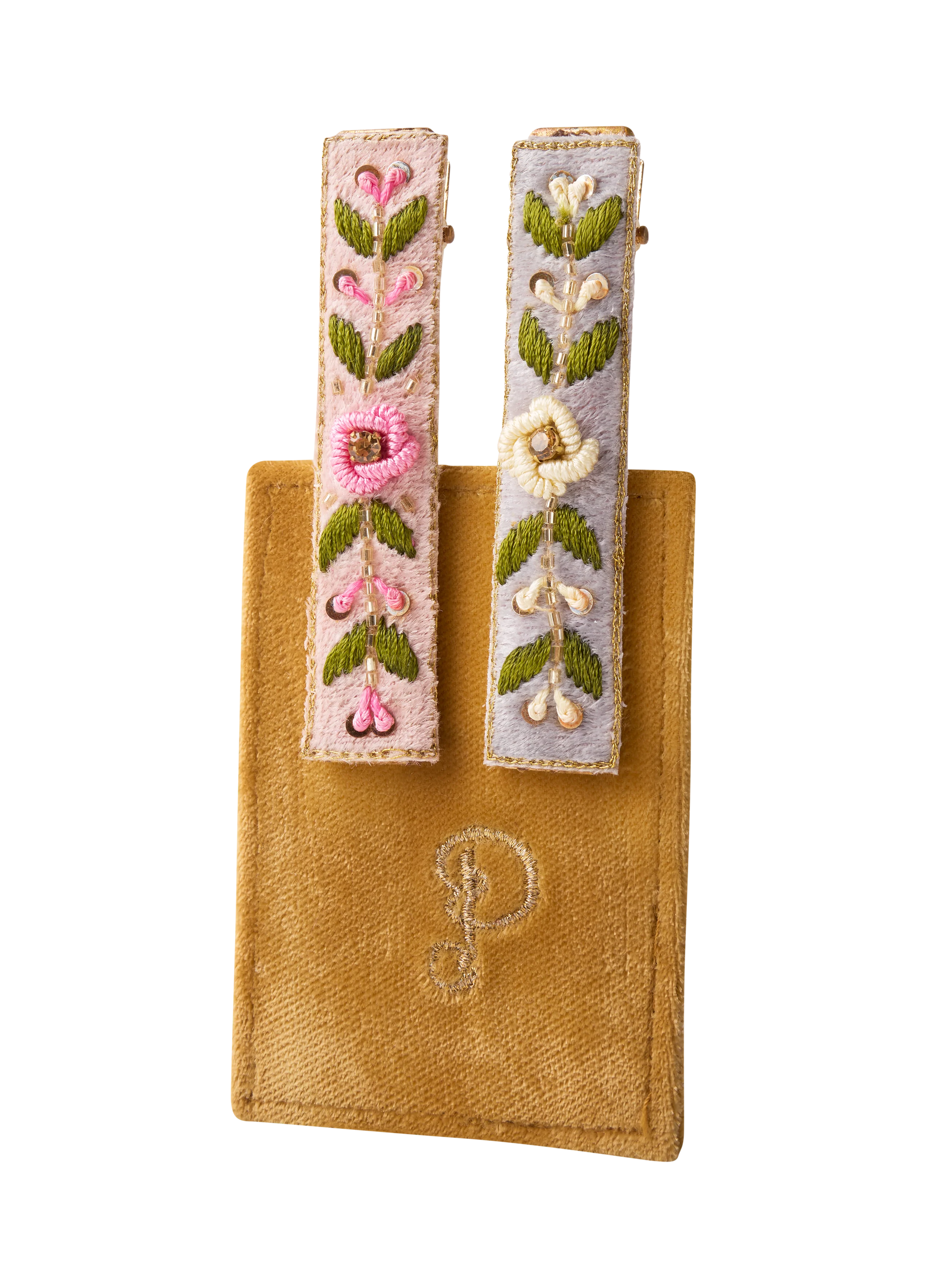 Powder Jewelled Bar Hair Clips , Petal & Powder Blue