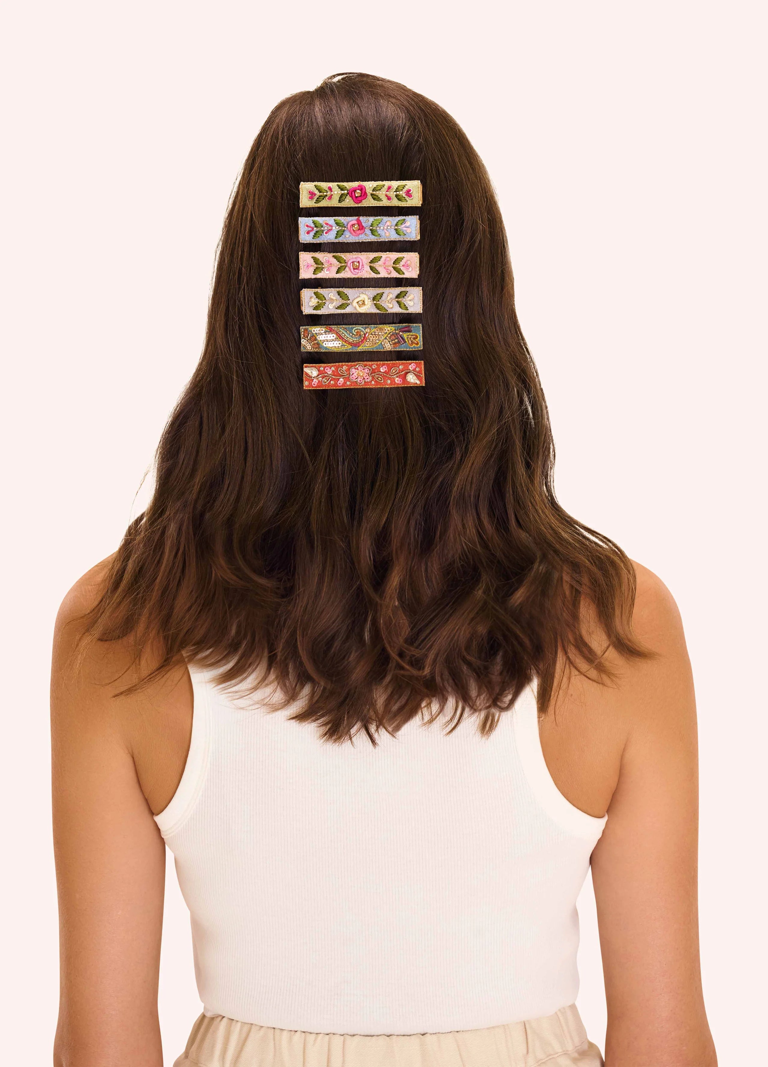 Powder Jewelled Bar Hair Clips , Petal & Powder Blue