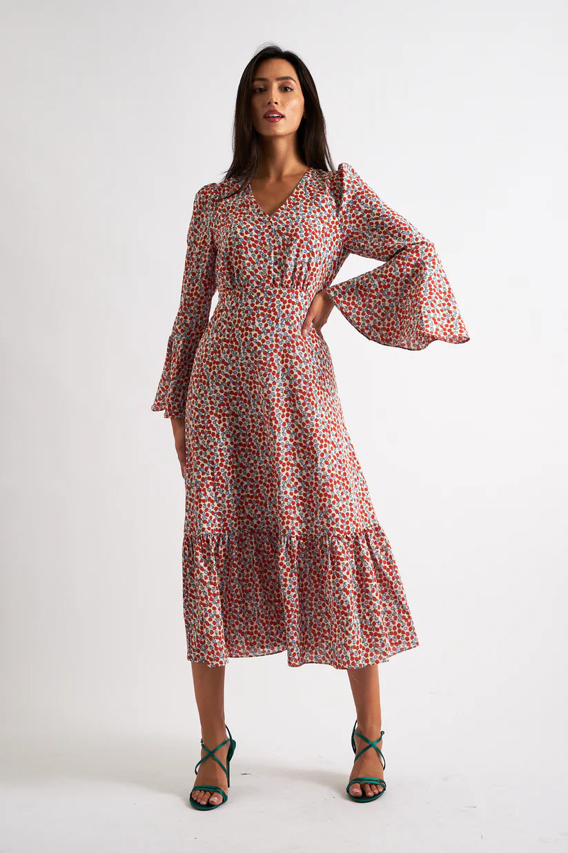 Louche Bathilde Strawberry Fields Print Midi Dress
