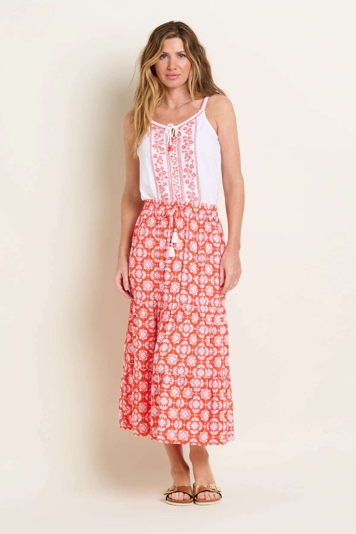 Brakeburn Moroccan Tile Skirt , Coral