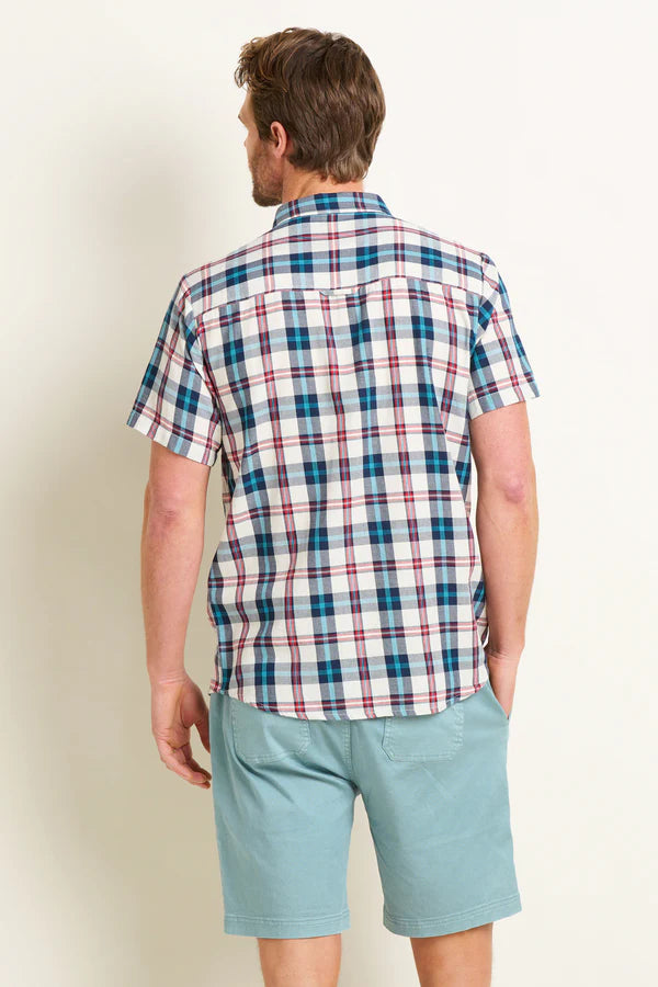 Brakeburn Check Short Sleeve Shirt , Cream