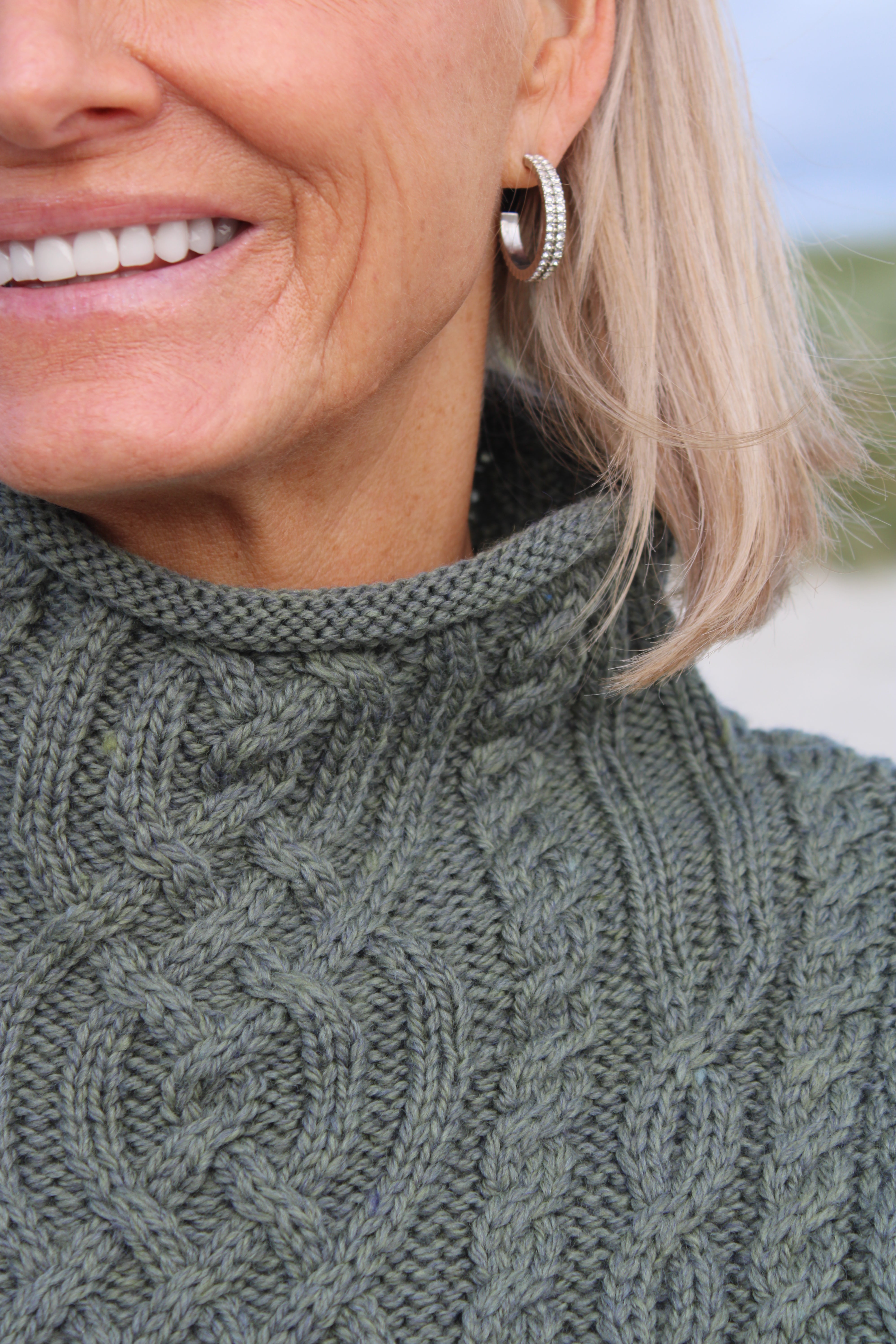 Funnel Neck Aran Sweater , Thundra