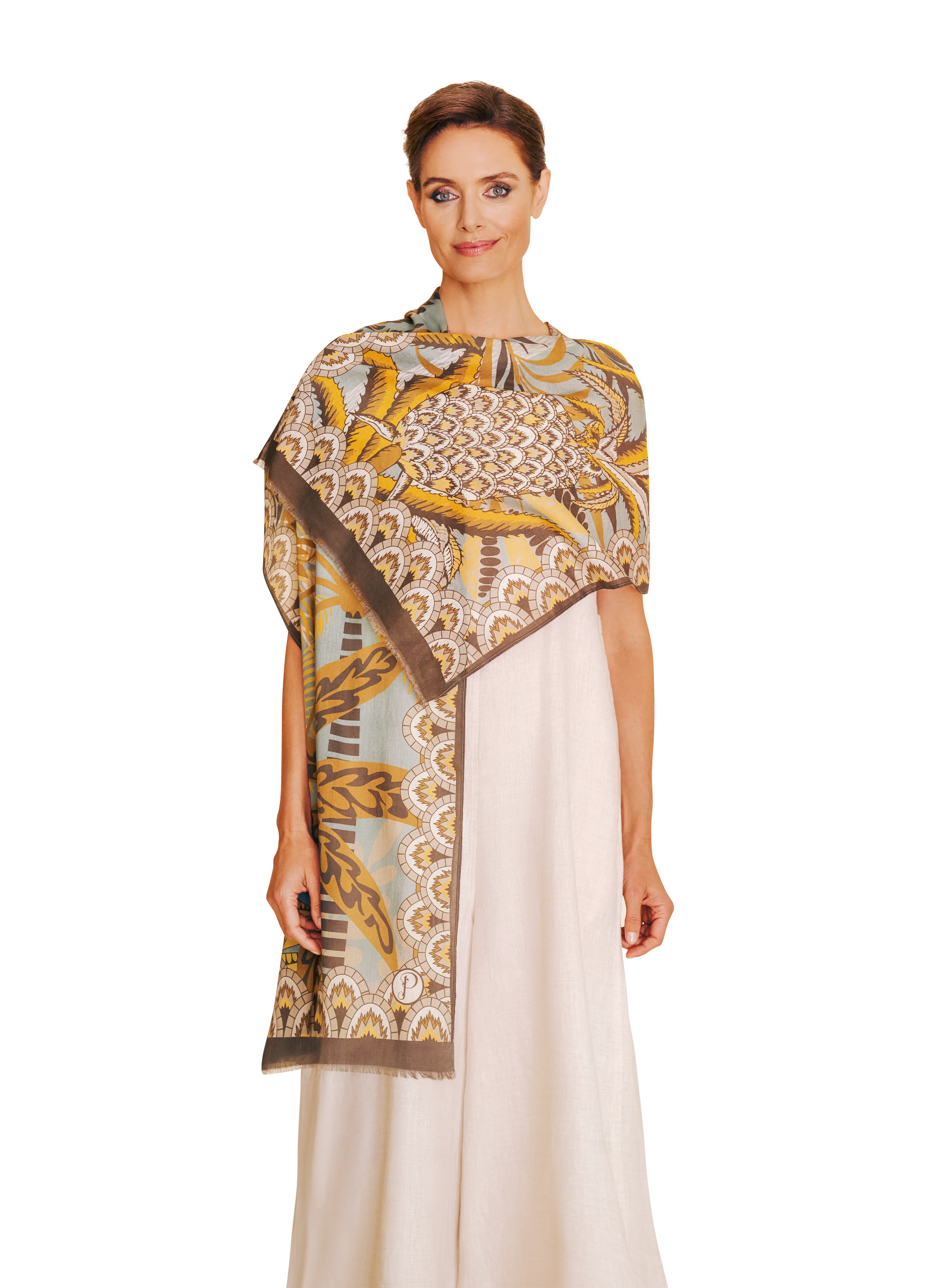 Powder Cotton Scarf , Patterned Palms