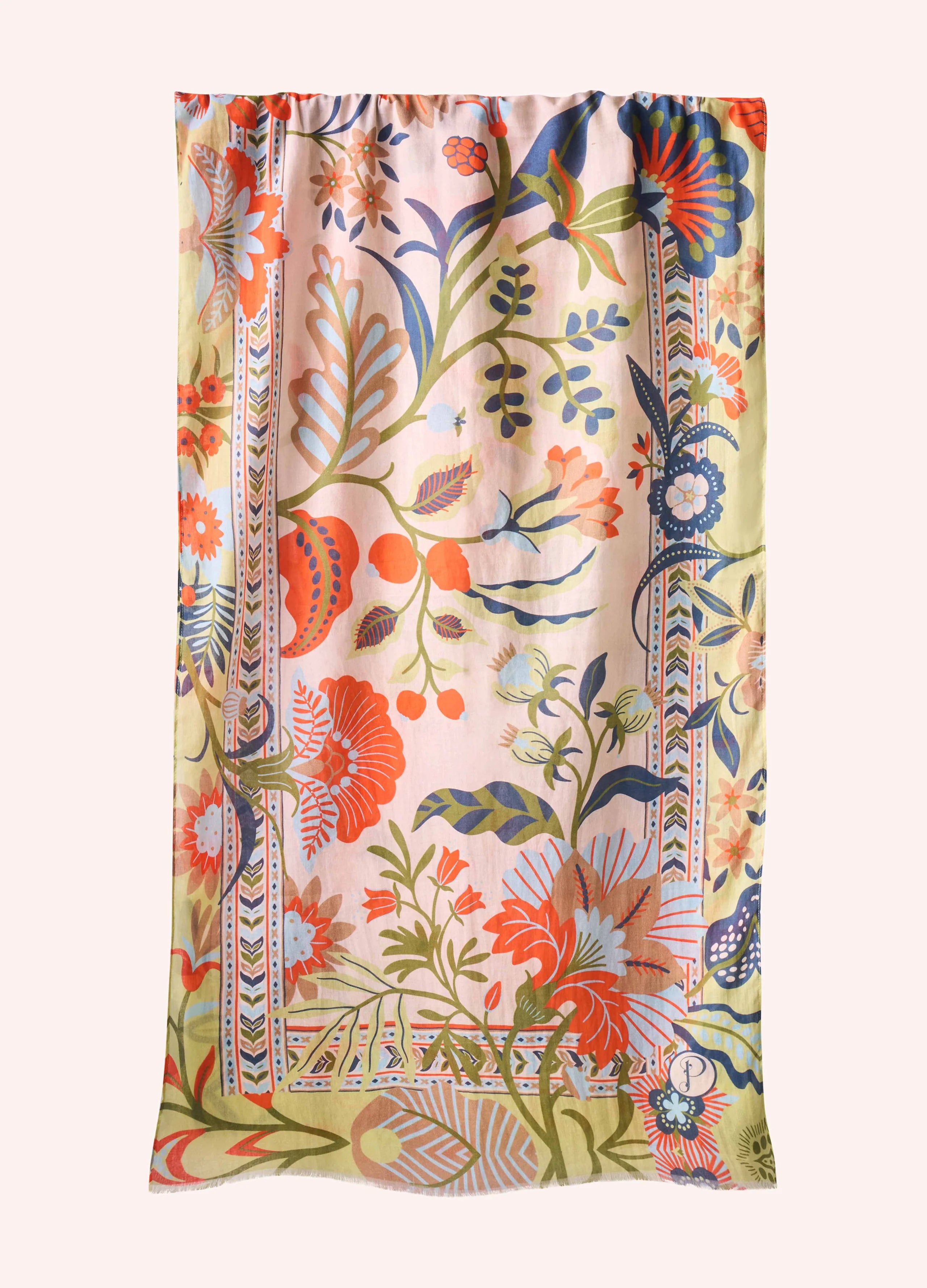 Powder Printed Scarf , Folky Floral