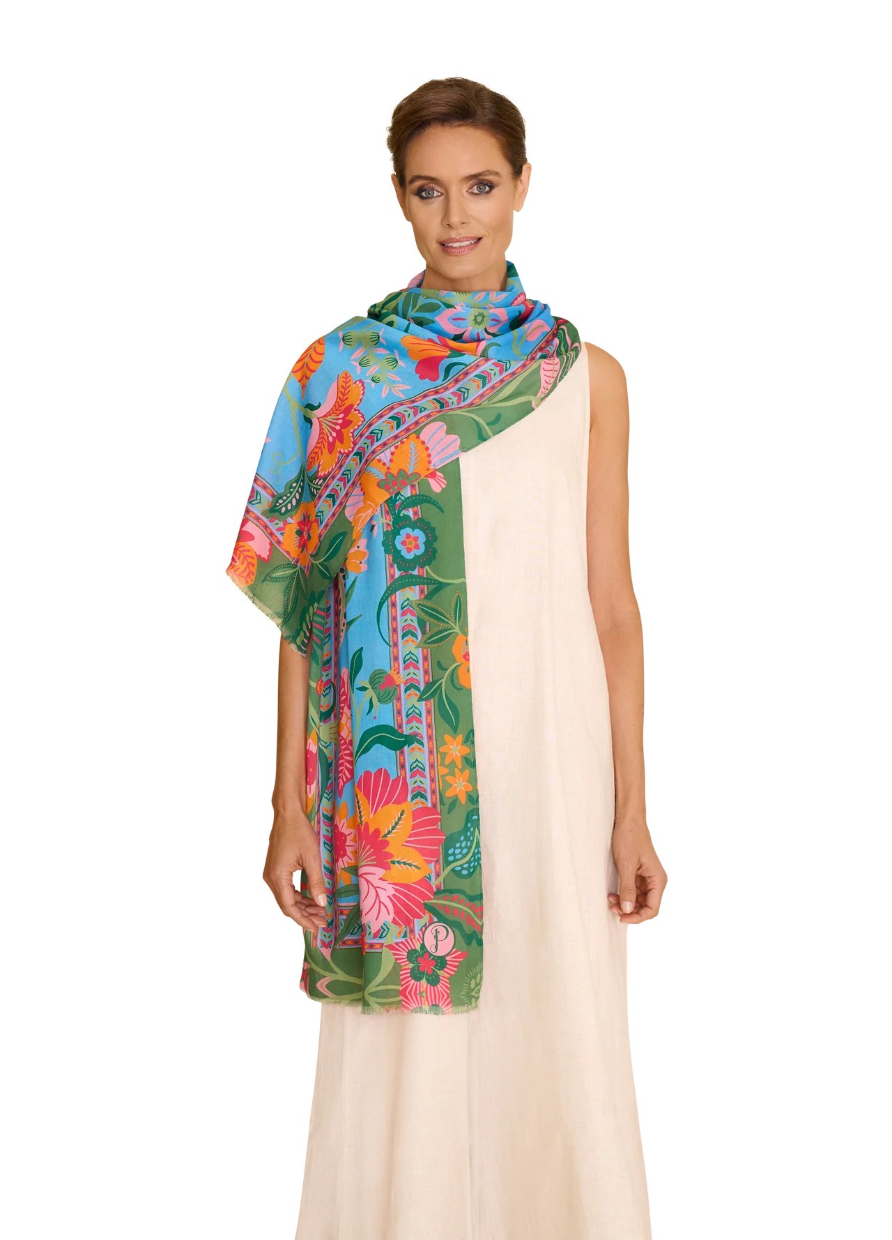 Powder Folky Floral Scarf