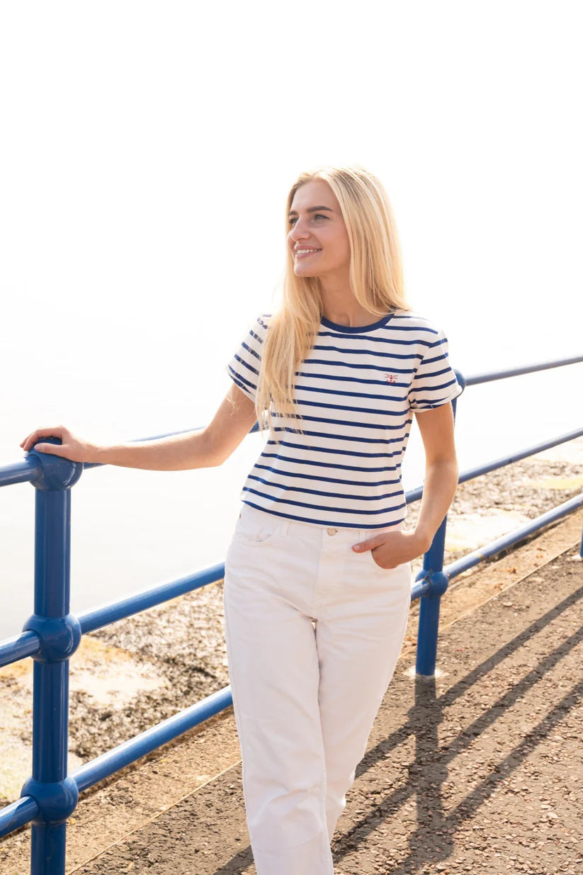 Lighthouse Causeway Short Sleeve Top , Indigo Stripe