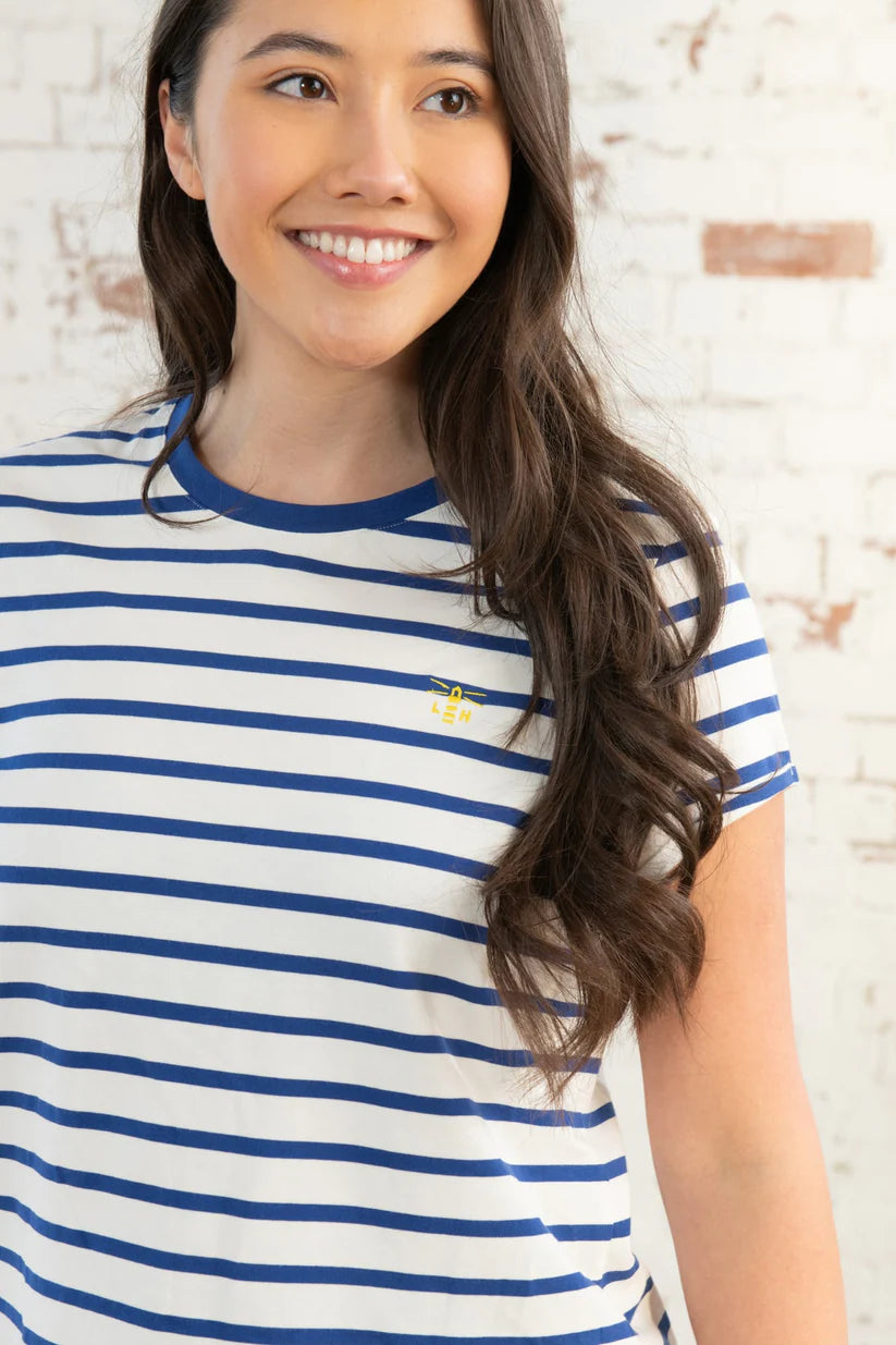 Lighthouse Causeway Short Sleeve Top , Indigo Stripe