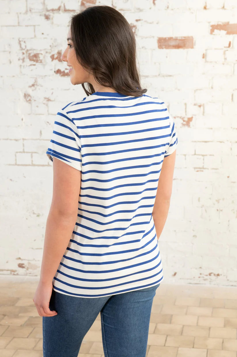 Lighthouse Causeway Short Sleeve Top , Indigo Stripe