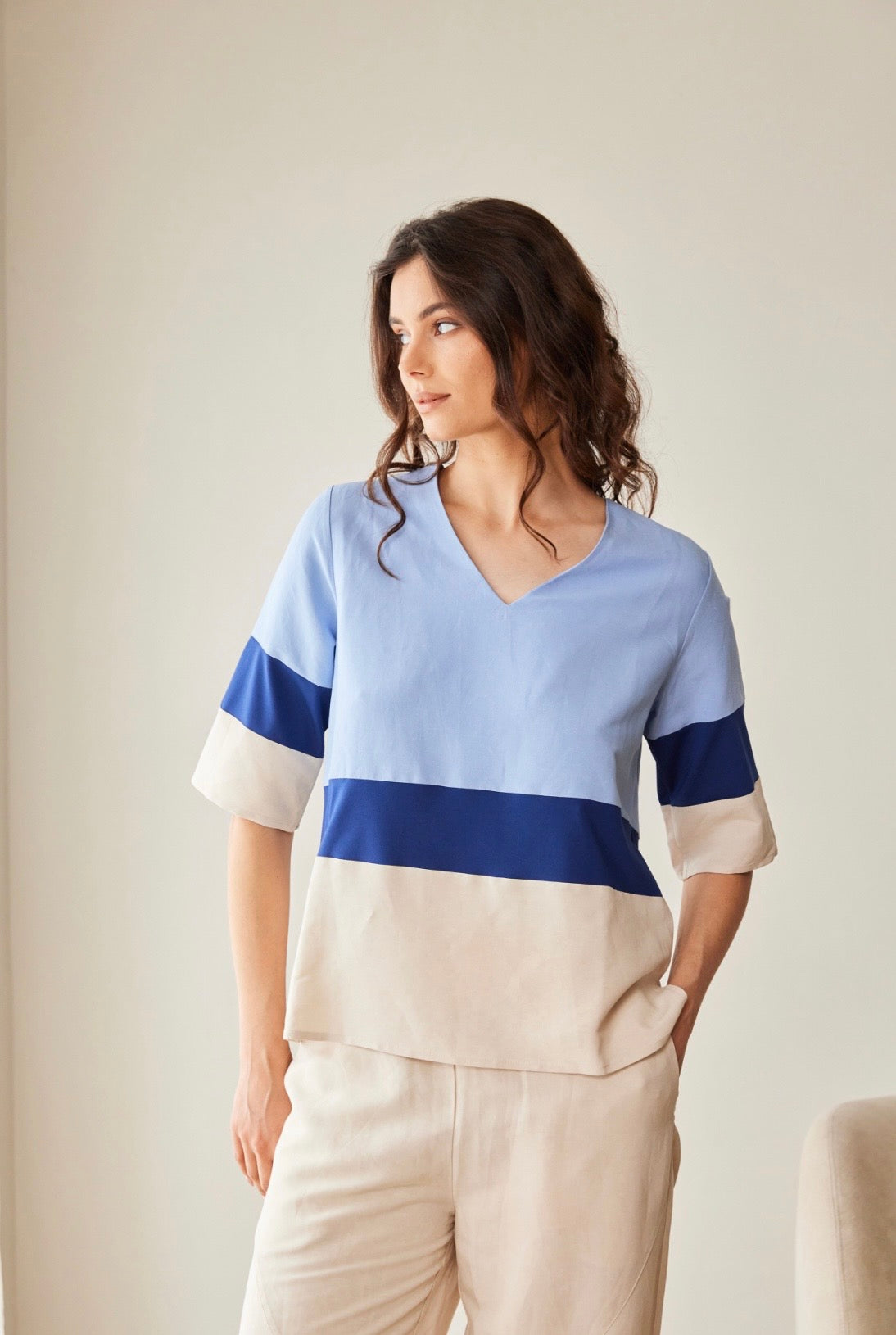 Peruzzi Linen Stripe Top