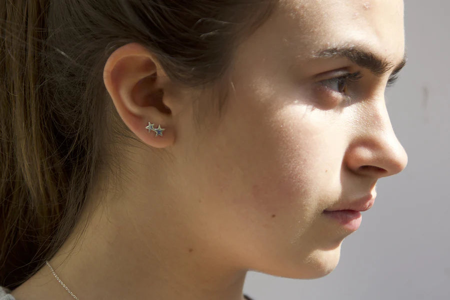 Mary-K Silver 2 Star Studs