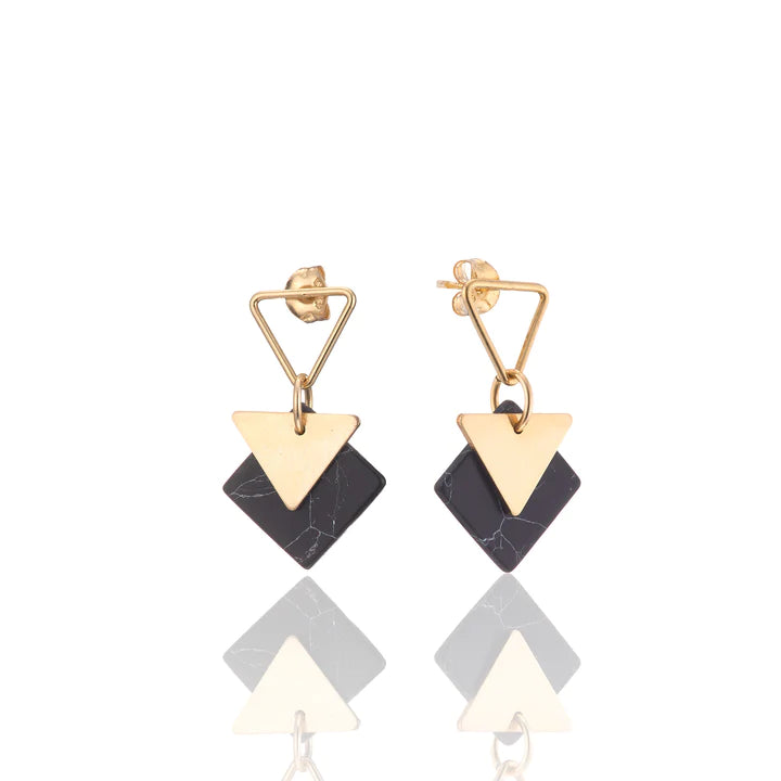 Scribble & Stone Marble Triangle Studs
