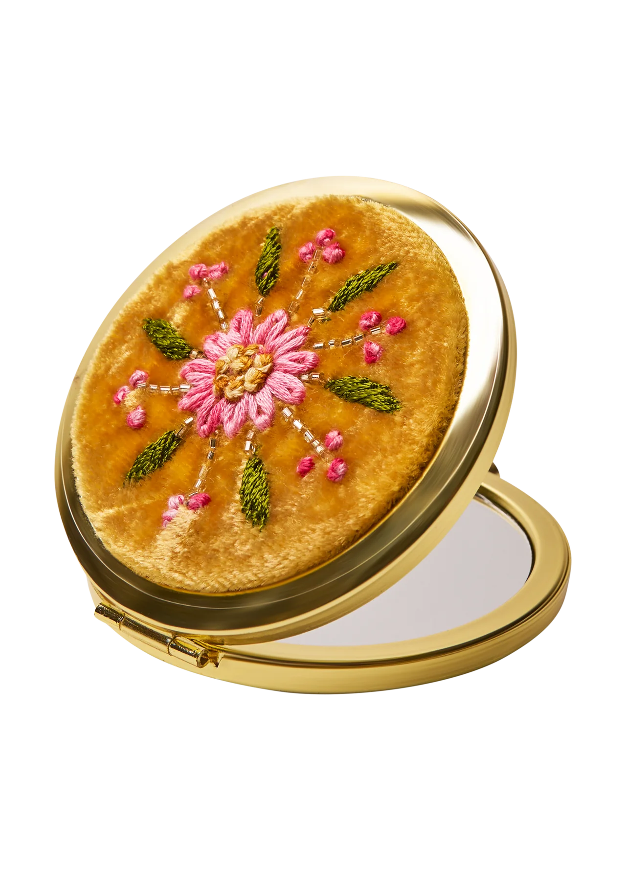 Powder Embroidered Mirror , Mustard