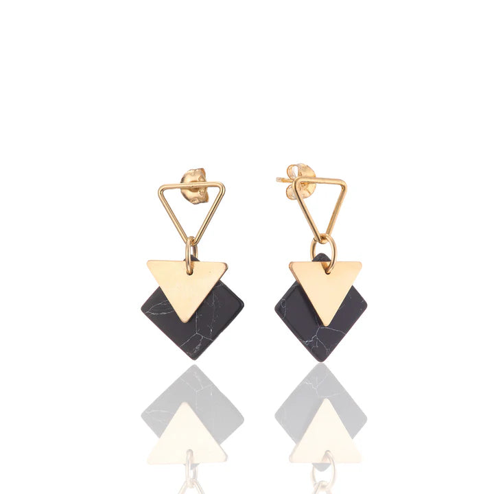 Scribble & Stone Marble Triangle Studs