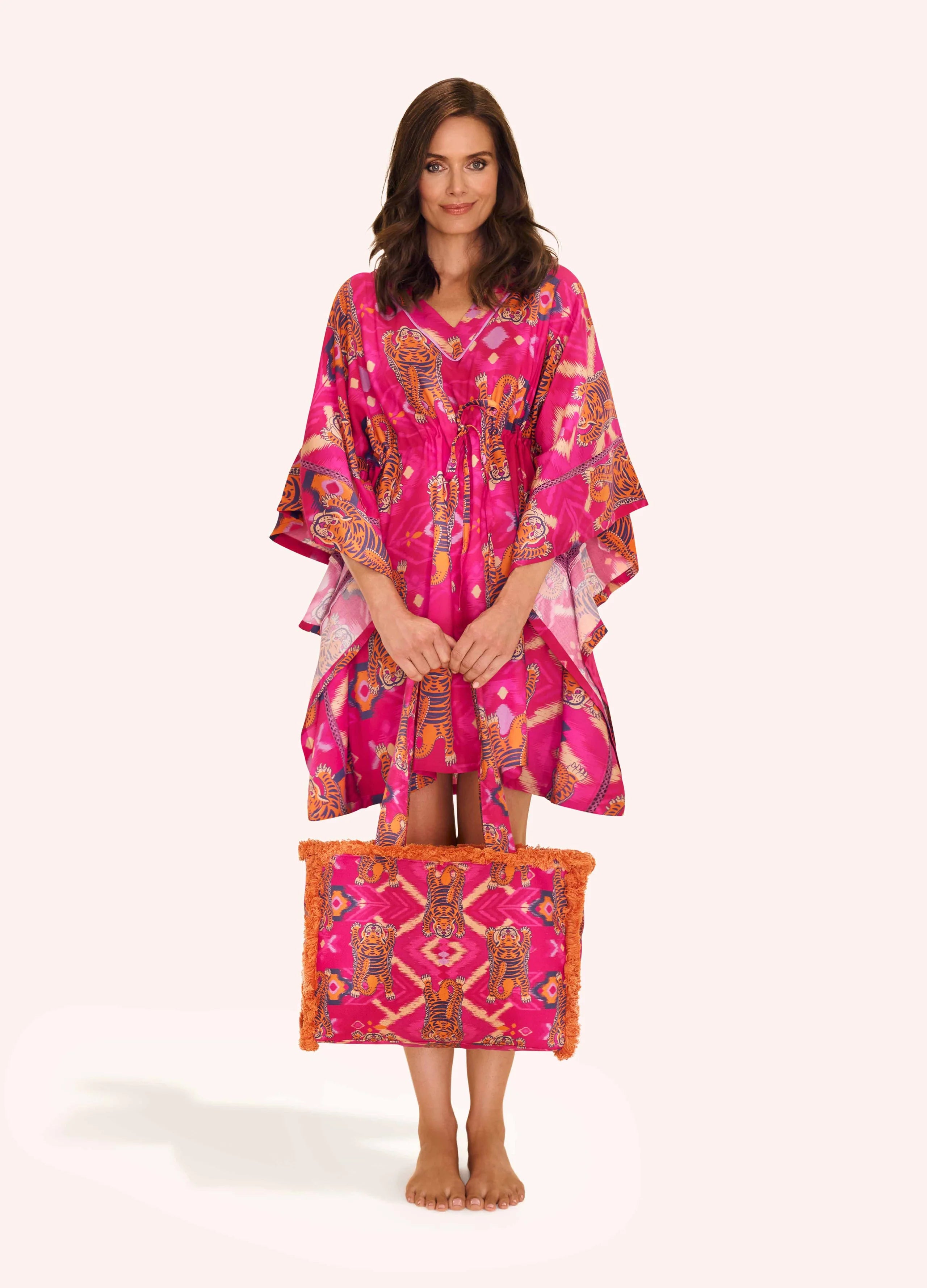 Powder Ikat Tiger Beach Cover Up