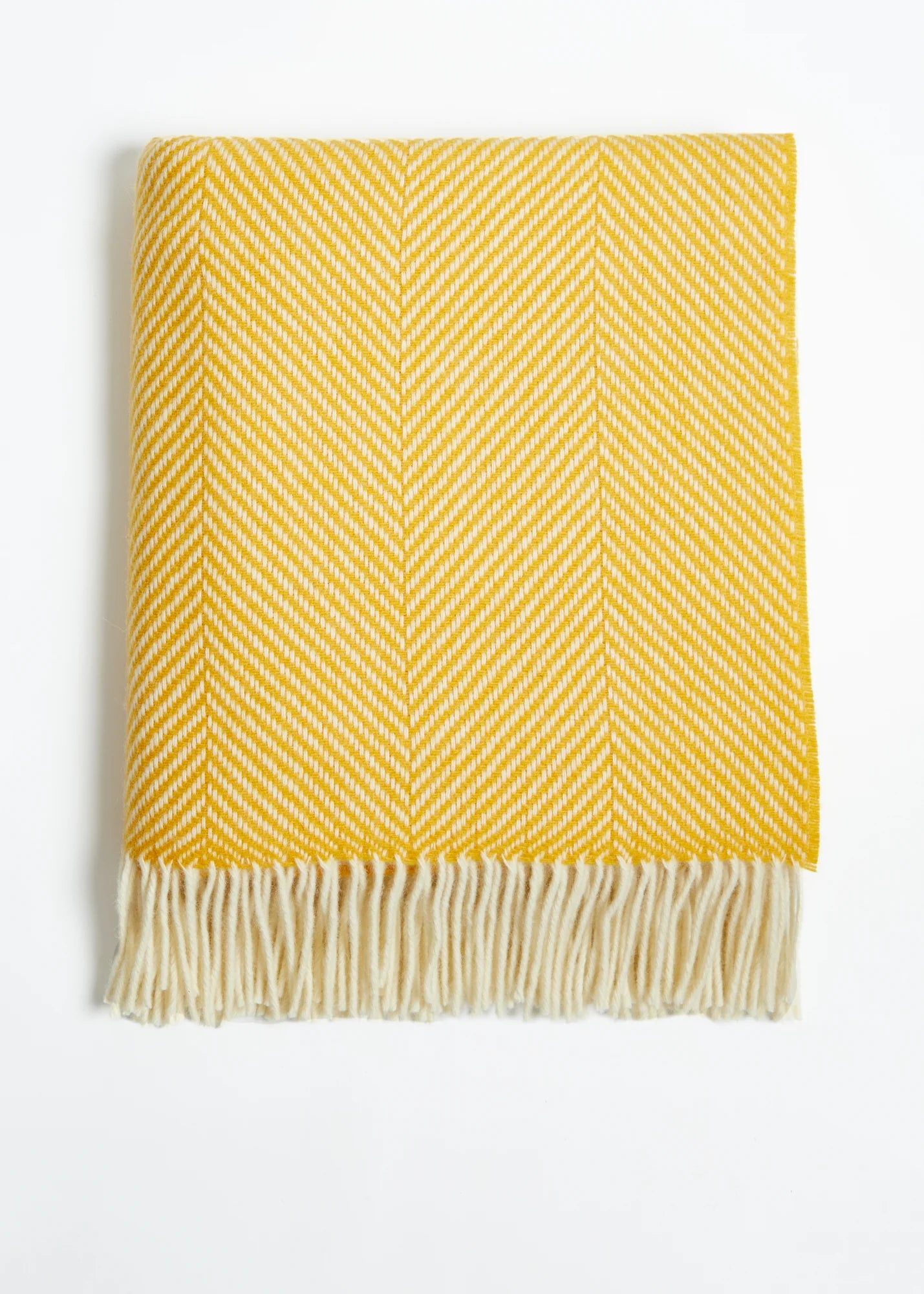 Foxford Yellow Herringbone Merino Throw