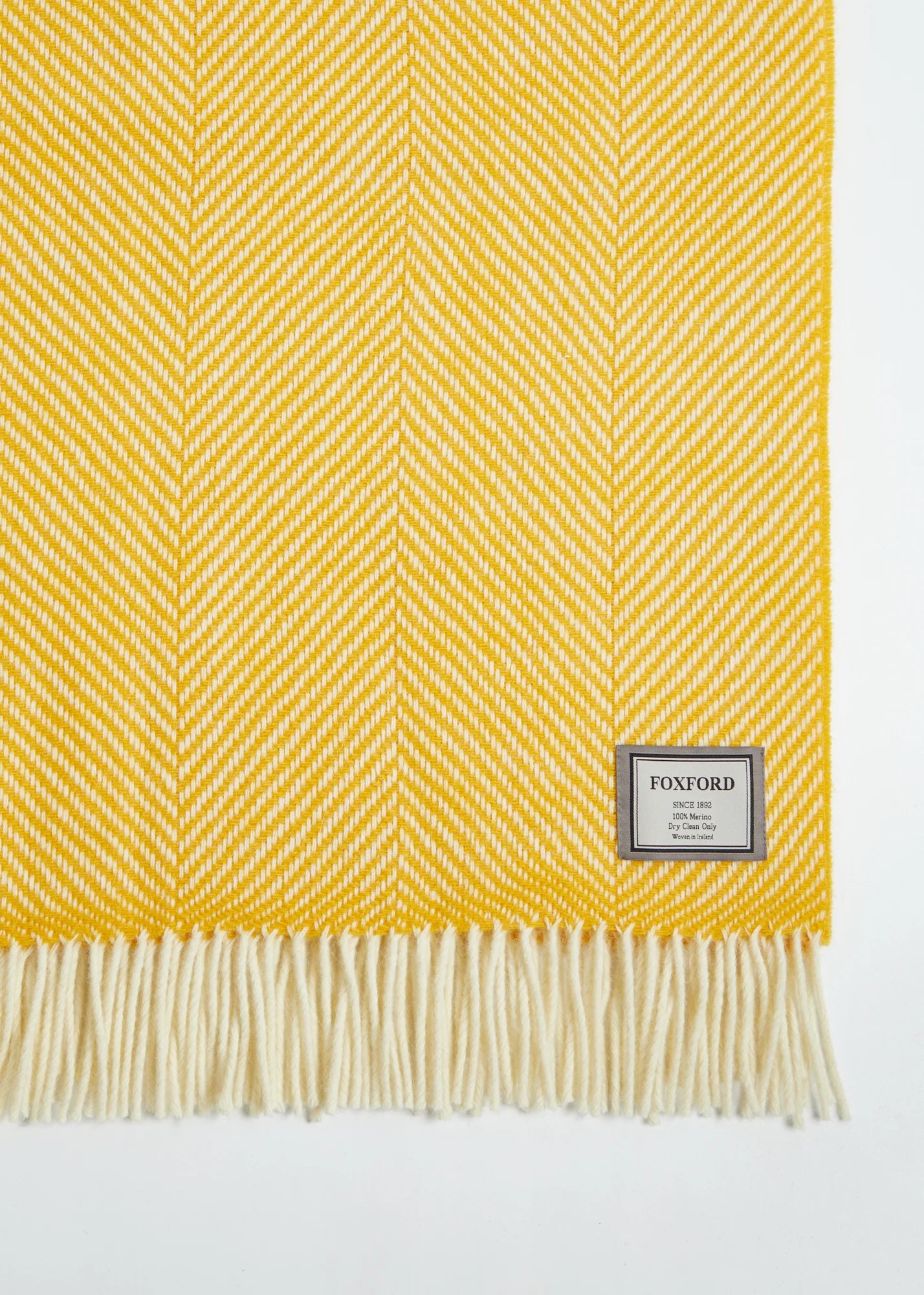 Foxford Yellow Herringbone Merino Throw
