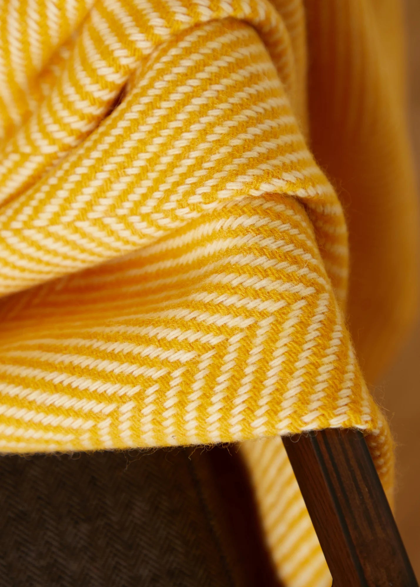 Foxford Yellow Herringbone Merino Throw