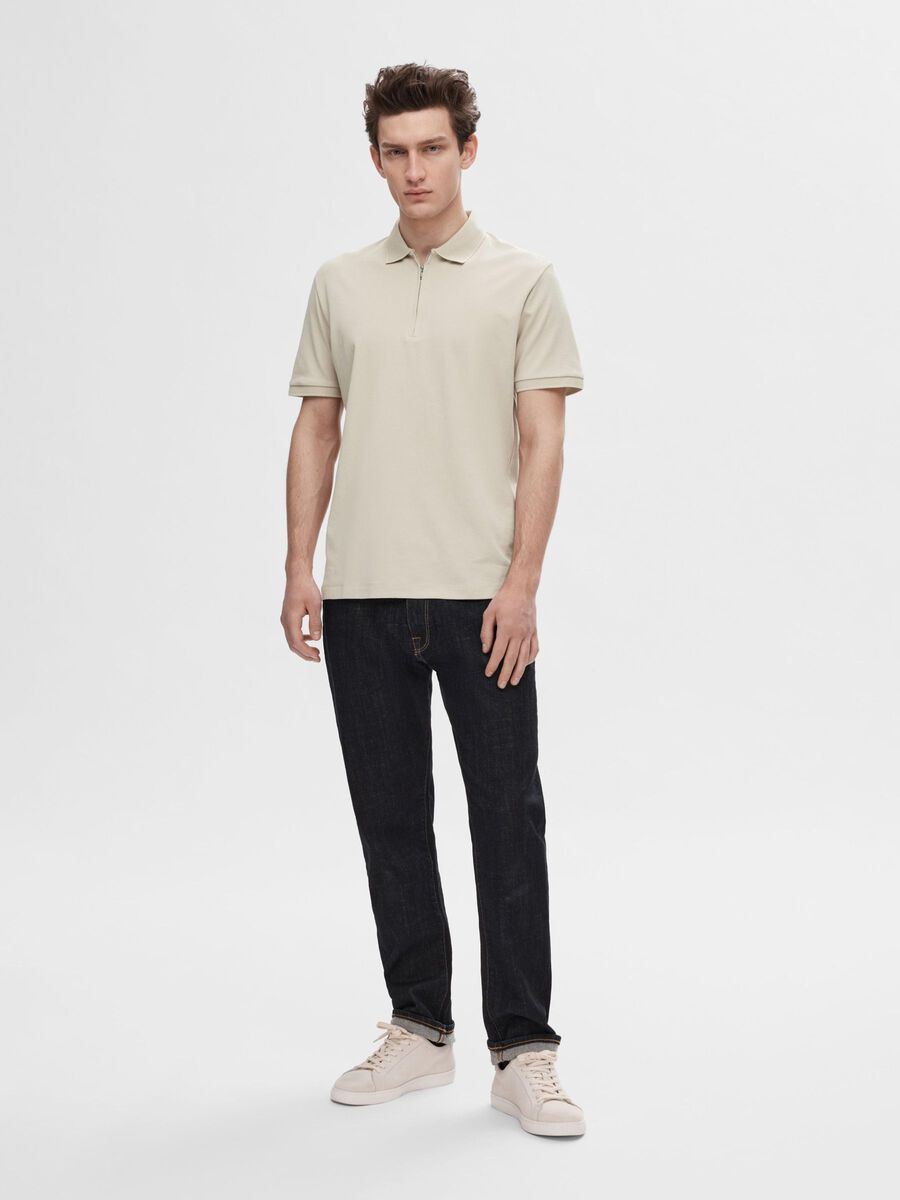 Selected Homme Fave Half Zip Polo , Oatmeal