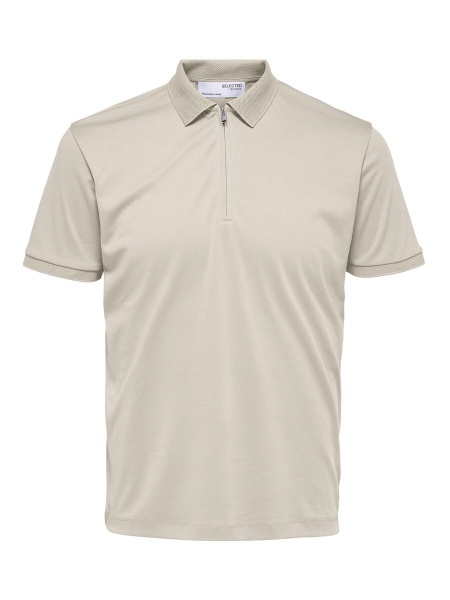 Selected Homme Fave Half Zip Polo , Oatmeal