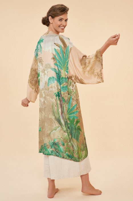 Powder Floral Kimono Gown , Coconut