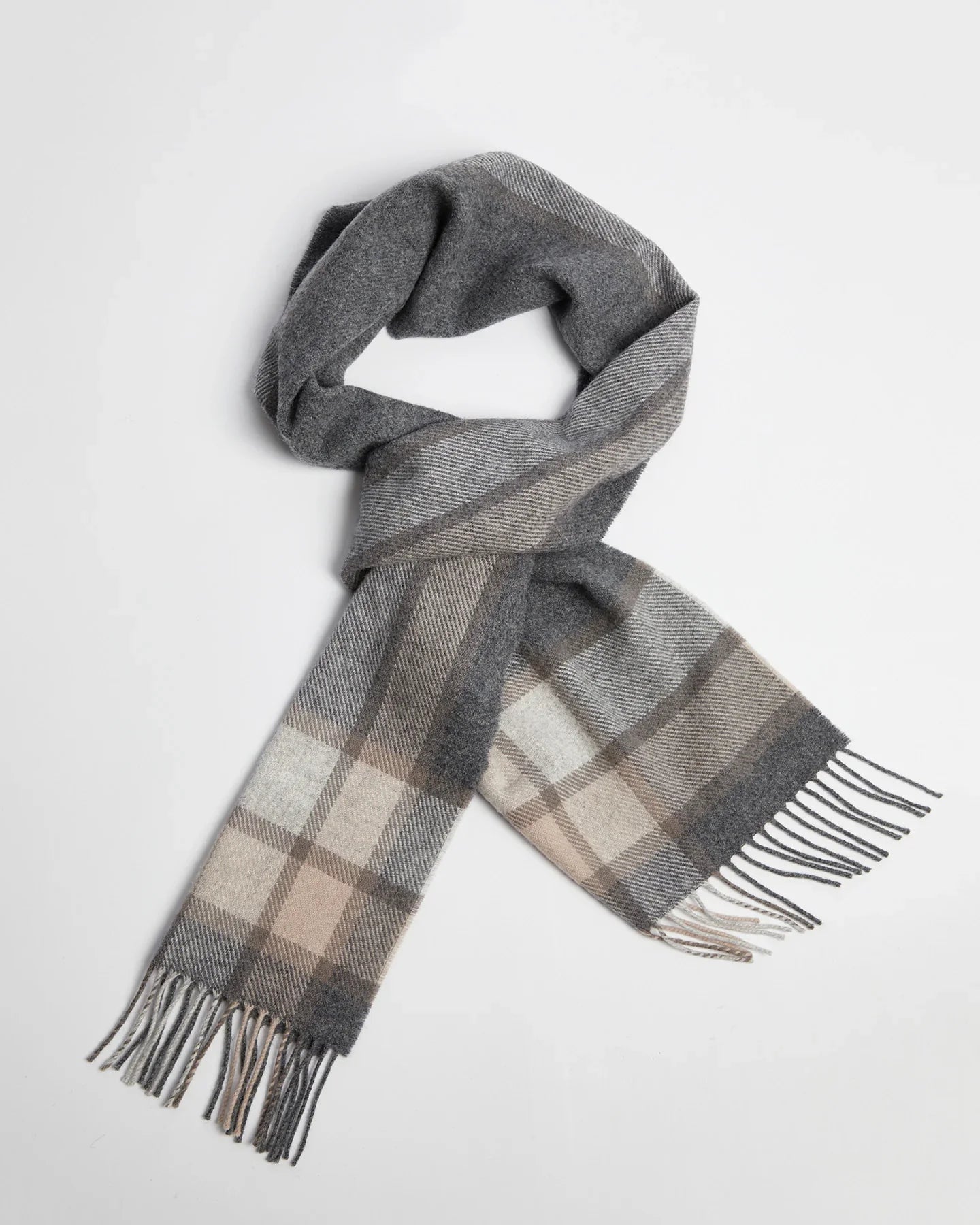 Foxford Woollen Mills Grey Check Herringbone Lambswool Scarf