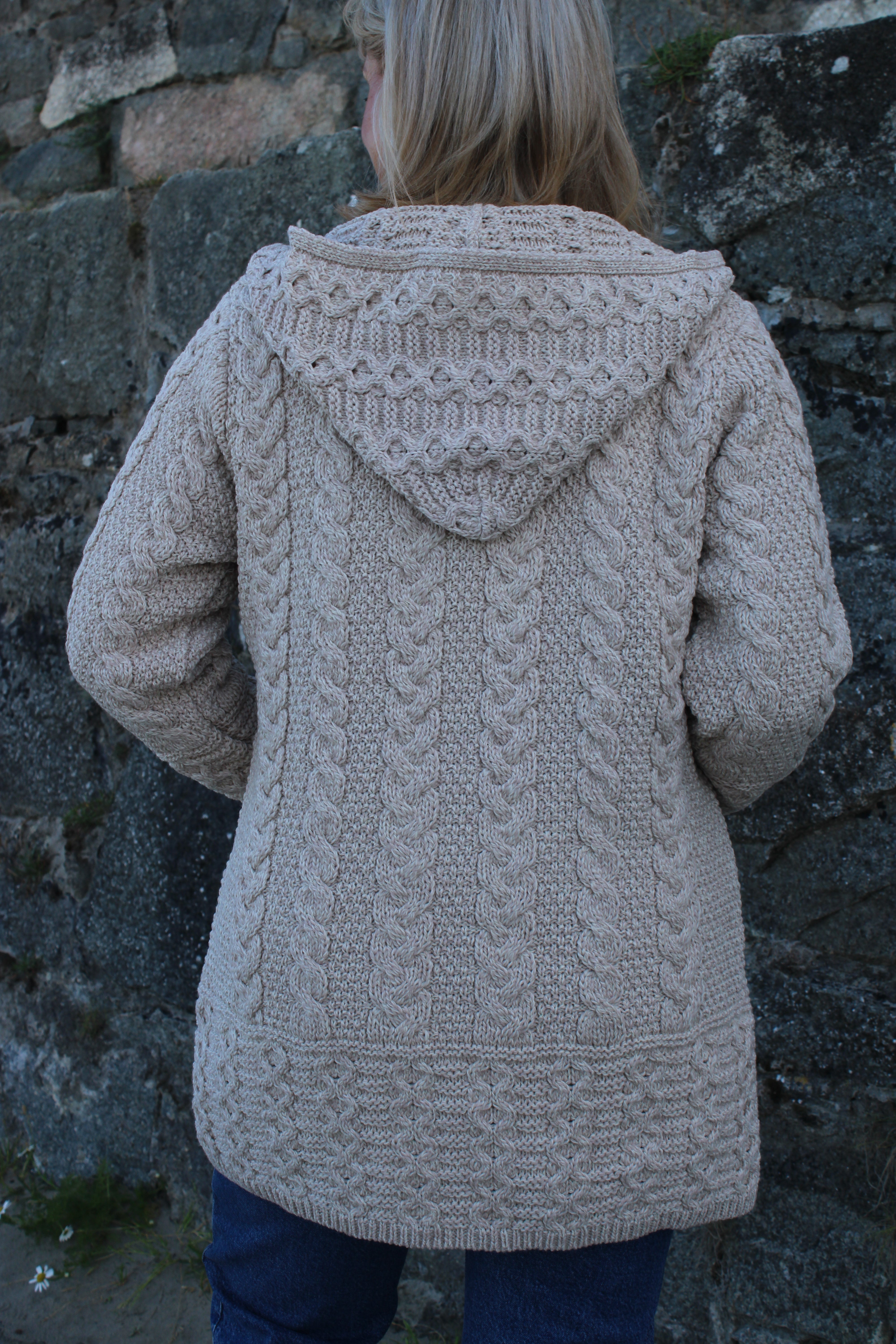 Long Hooded Zip Cardigan , Parsnip