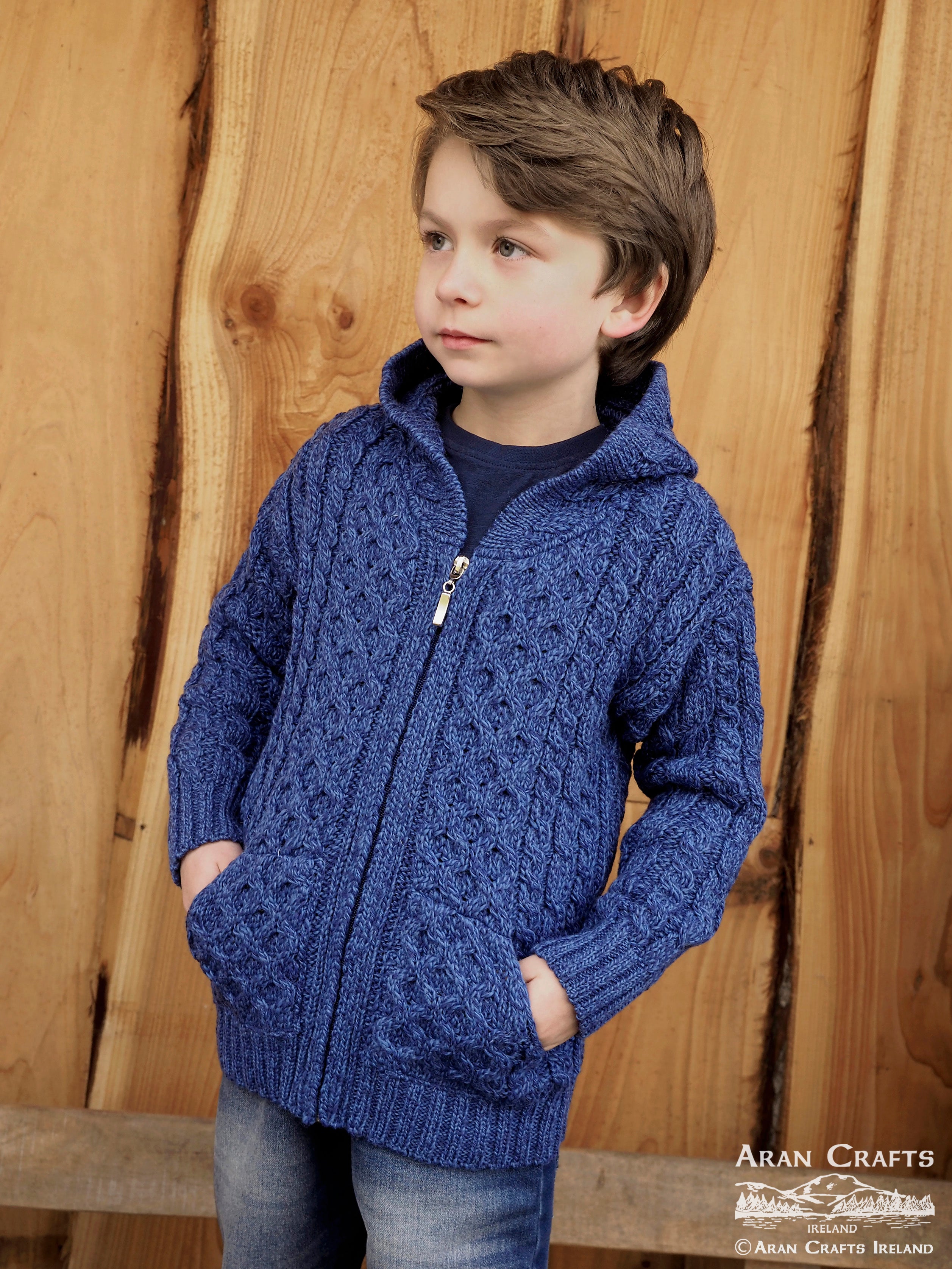 Childrens Zip Up Hoodie , Blue Marl